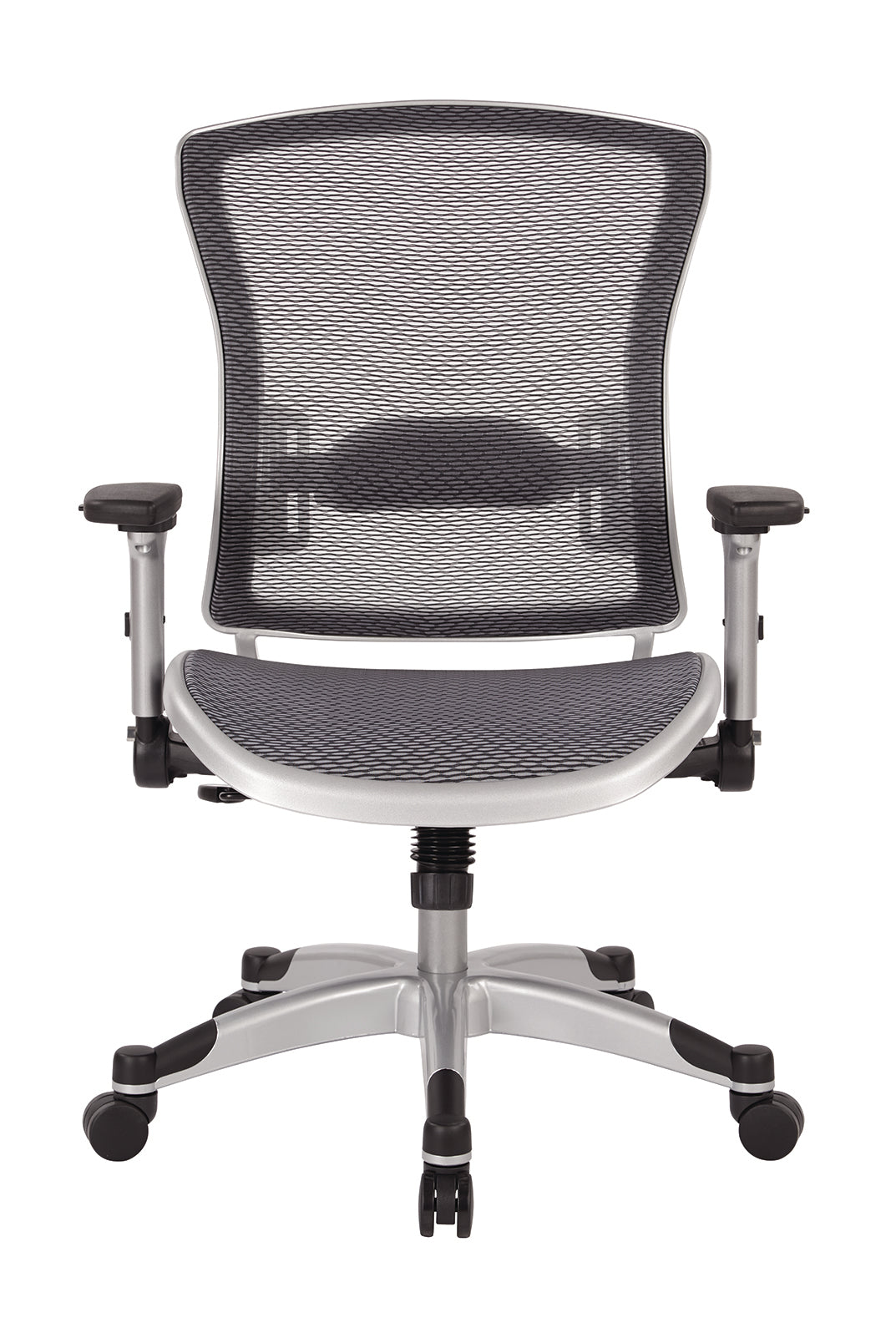 Professional Light AirGrid® Seat and Back Chair with Platinum Finish
Flip Arms and Platinum Coated Base with Black End Caps