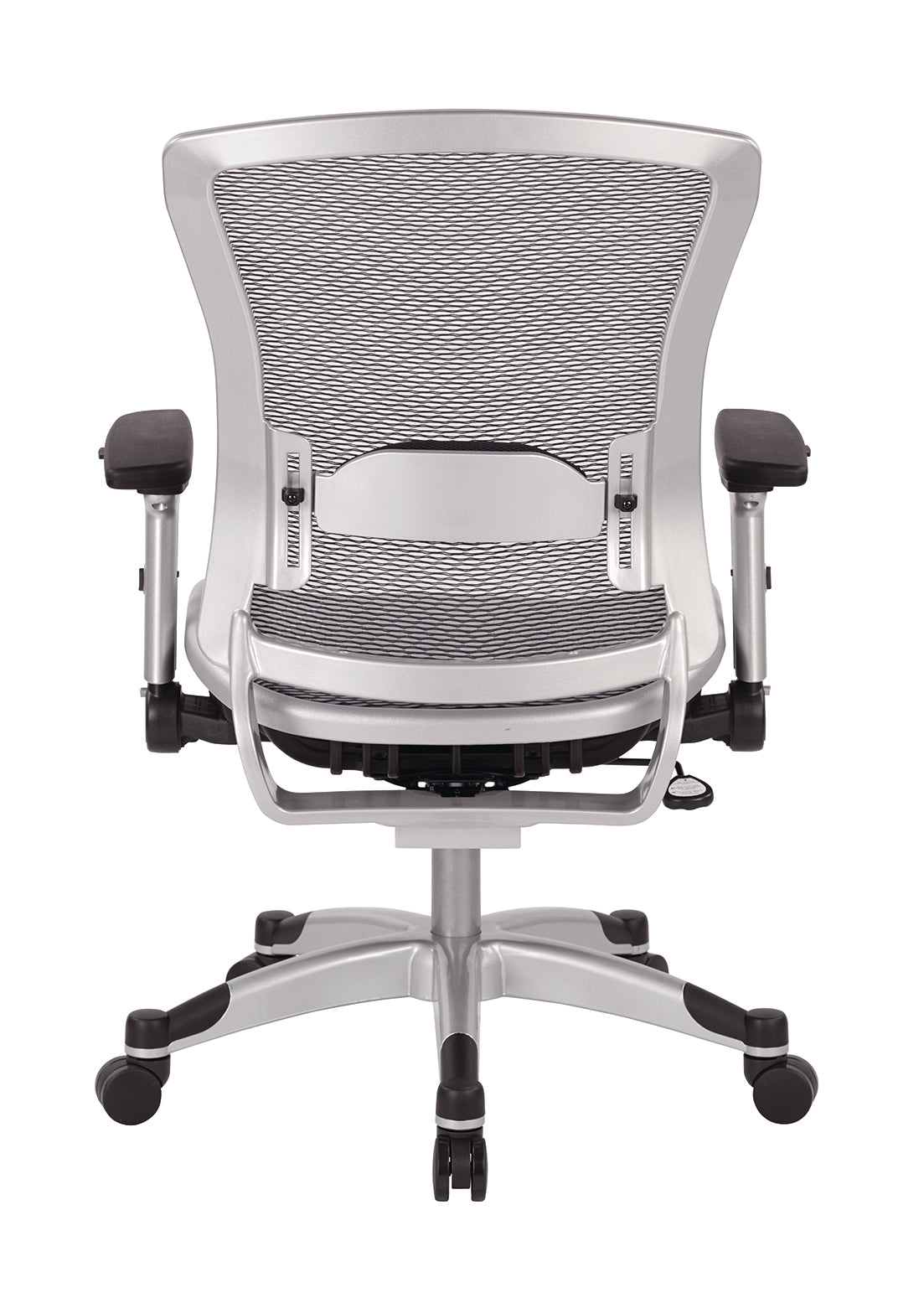 Professional Light AirGrid® Seat and Back Chair with Platinum Finish
Flip Arms and Platinum Coated Base with Black End Caps