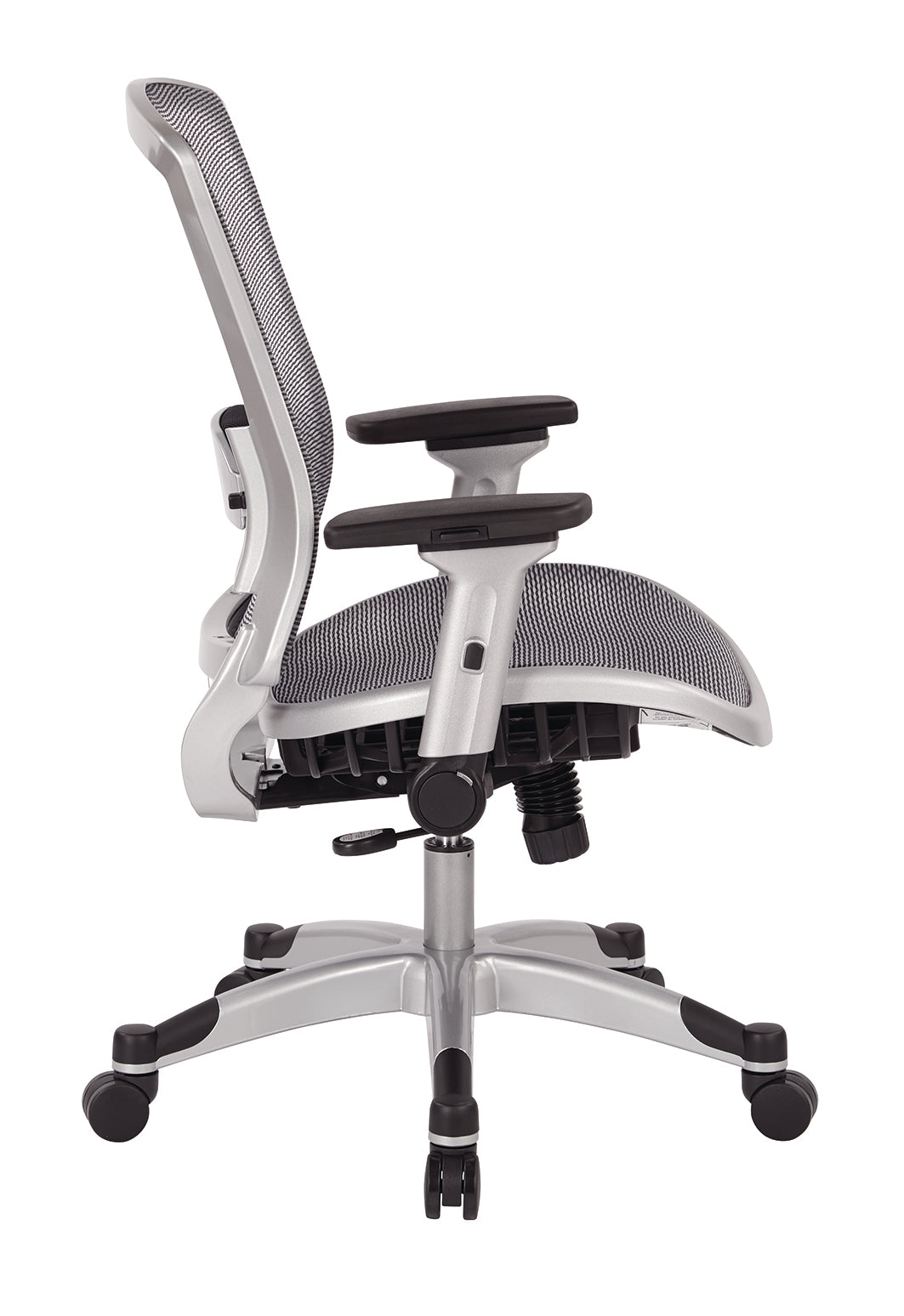 Professional Light AirGrid® Seat and Back Chair with Platinum Finish
Flip Arms and Platinum Coated Base with Black End Caps