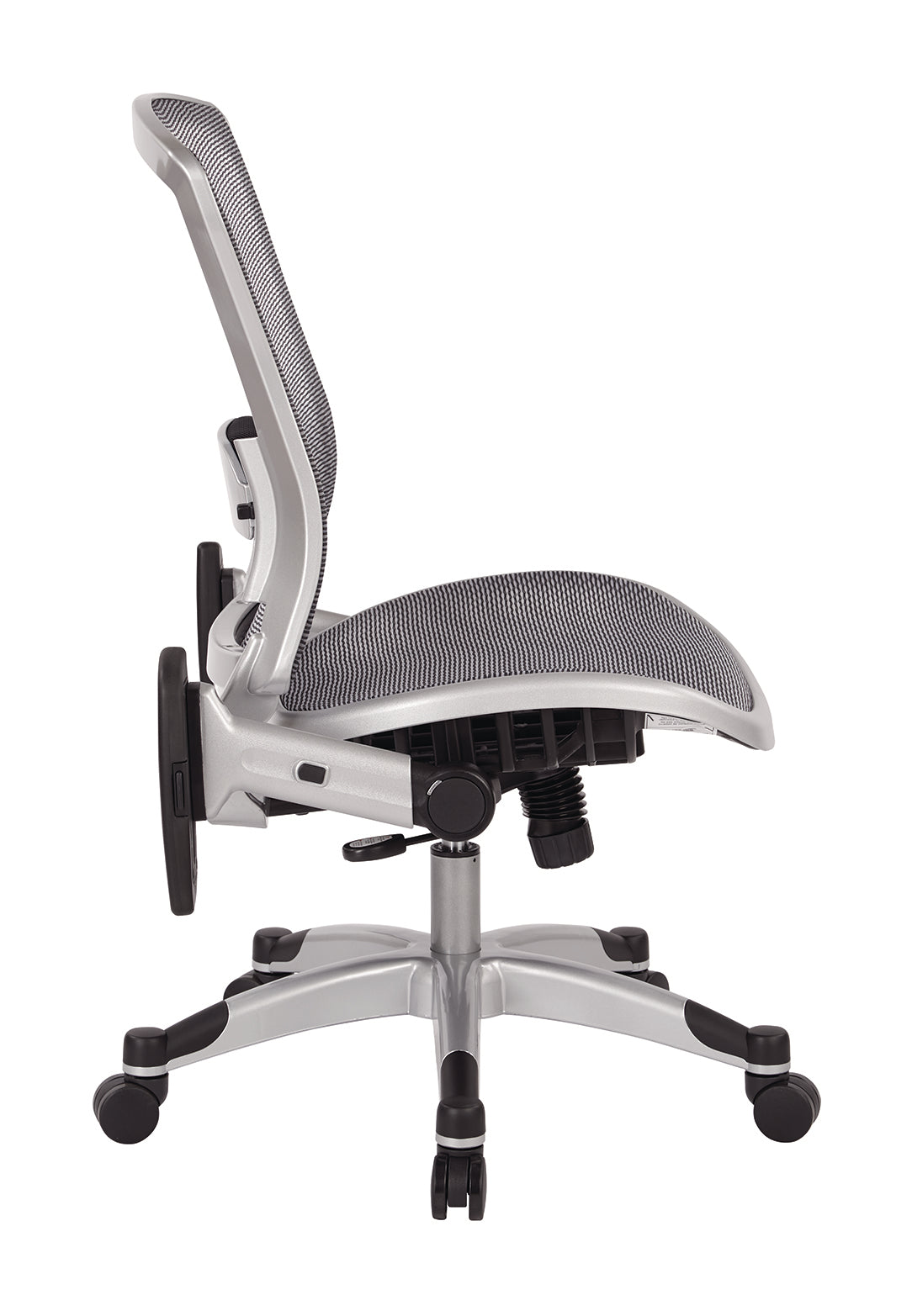 Professional Light AirGrid® Seat and Back Chair with Platinum Finish
Flip Arms and Platinum Coated Base with Black End Caps