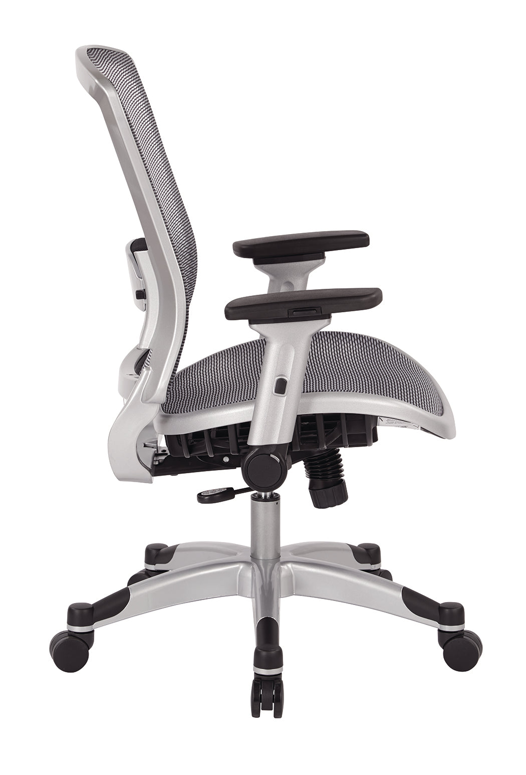 Professional Light AirGrid® Seat and Back Chair with Platinum Finish
Flip Arms and Platinum Coated Base with Black End Caps