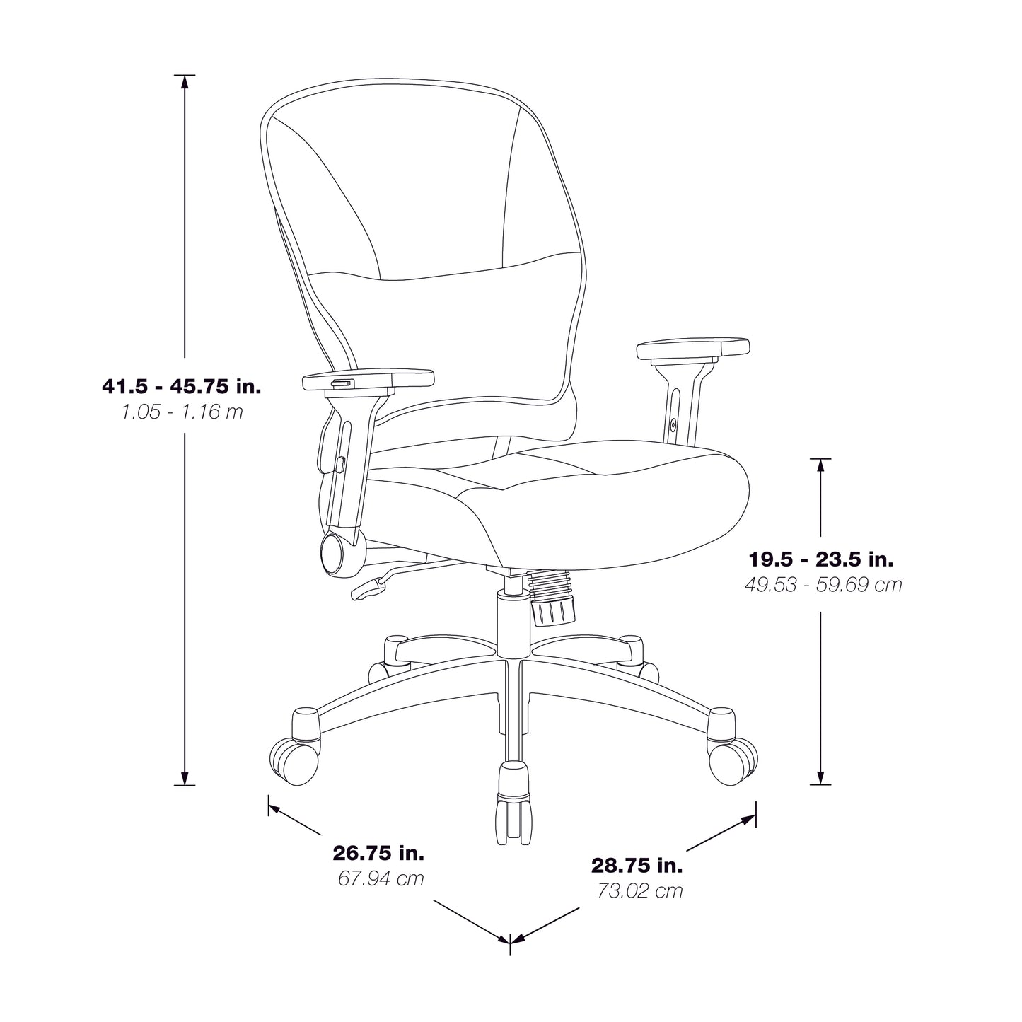 Bonded Leather Seat and Back Manager’s Chair with 4-Way Adjustable
Flip Arms and Industrial Steel Finish Base