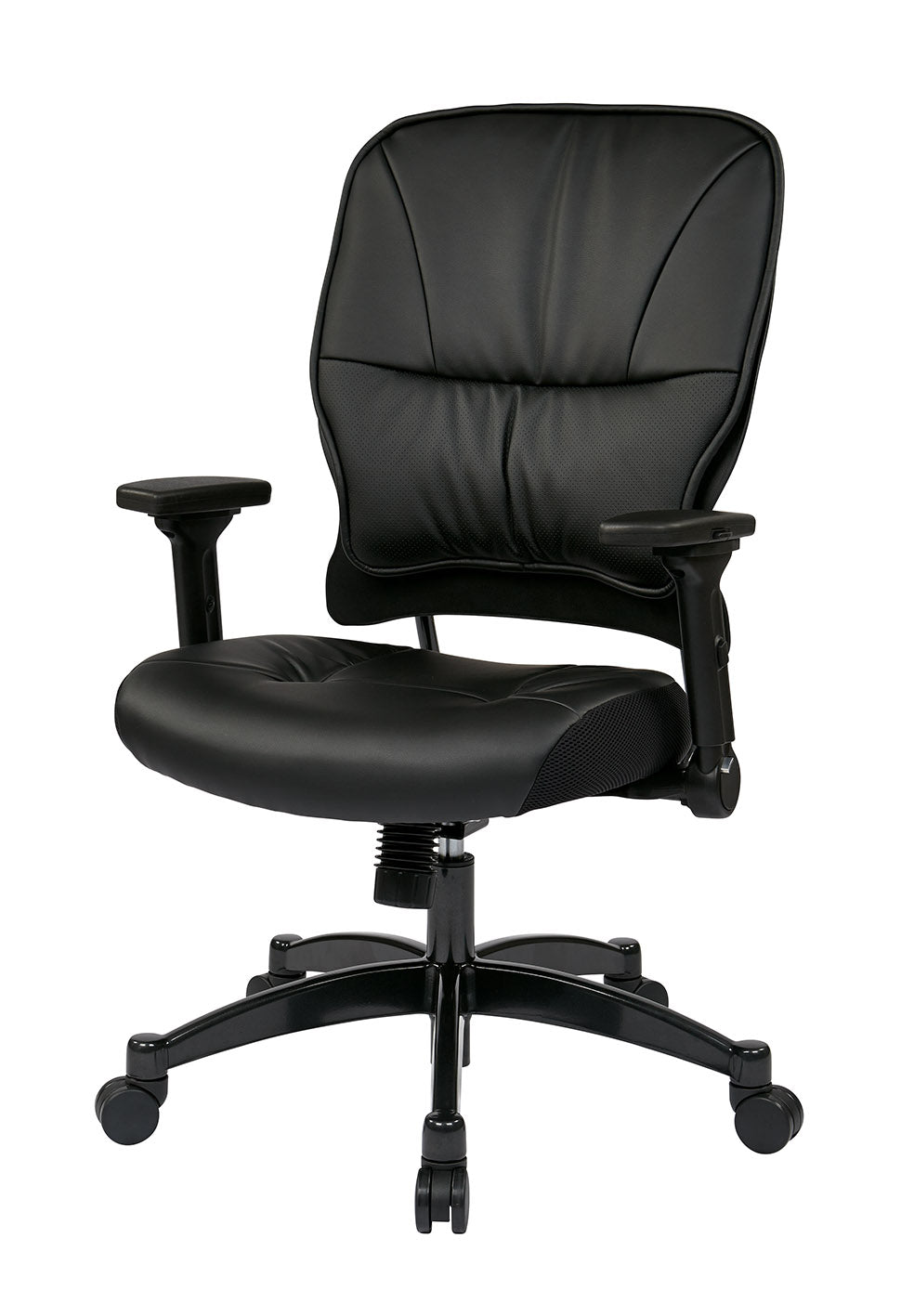 Bonded Leather Seat and Back Manager’s Chair with 4-Way Adjustable
Flip Arms and Industrial Steel Finish Base