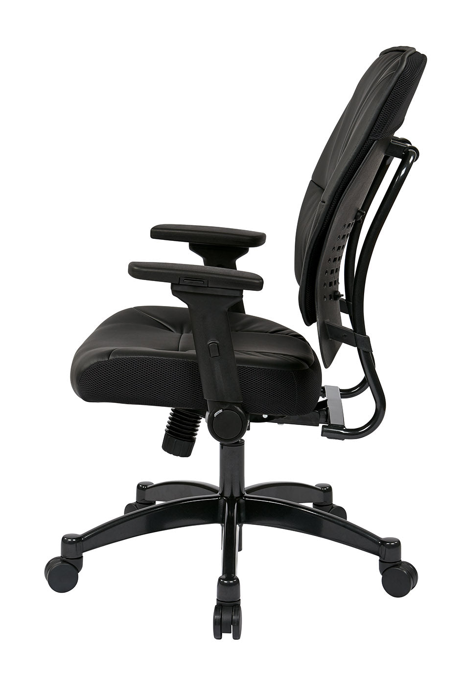 Bonded Leather Seat and Back Manager’s Chair with 4-Way Adjustable
Flip Arms and Industrial Steel Finish Base