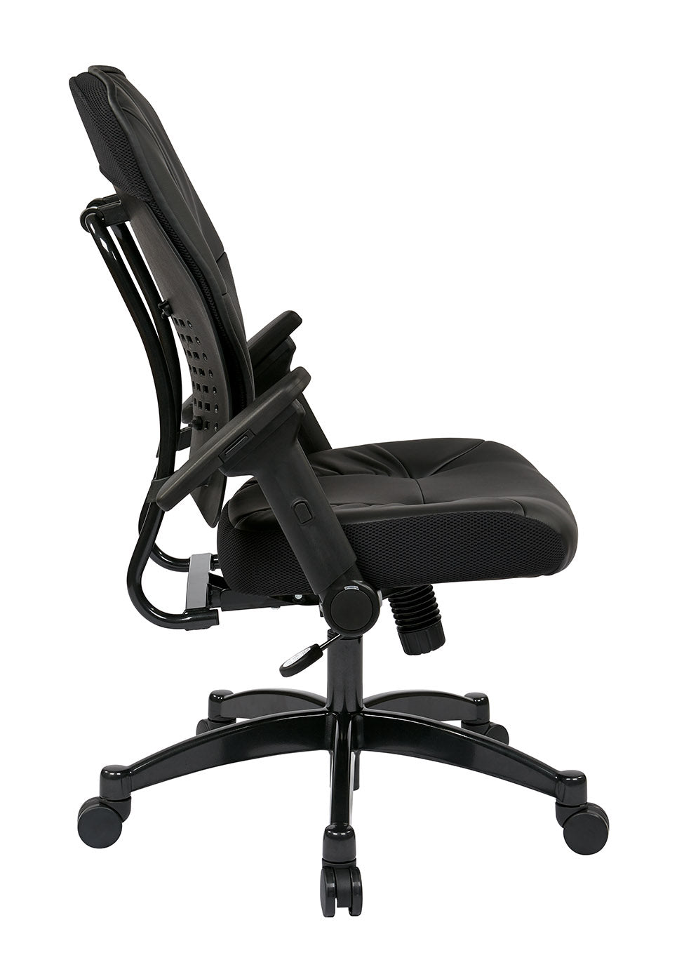 Bonded Leather Seat and Back Manager’s Chair with 4-Way Adjustable
Flip Arms and Industrial Steel Finish Base
