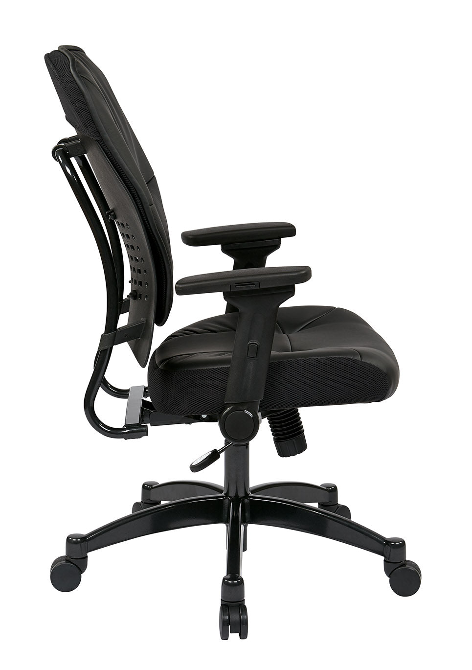 Bonded Leather Seat and Back Manager’s Chair with 4-Way Adjustable
Flip Arms and Industrial Steel Finish Base