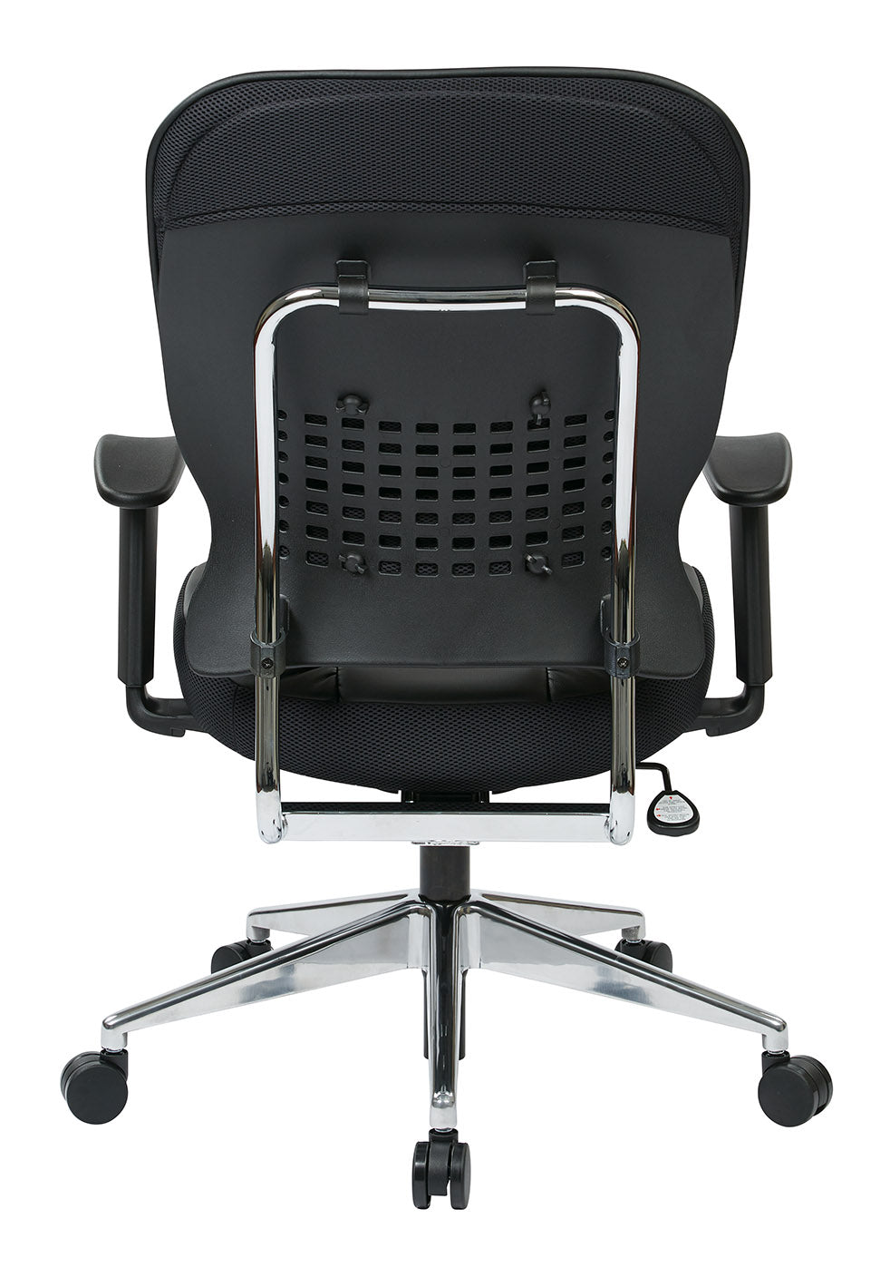 Black Bonded Leather Seat and Back Manager’s Chair with Adjustable
Arms and Polished Aluminum Finish Base