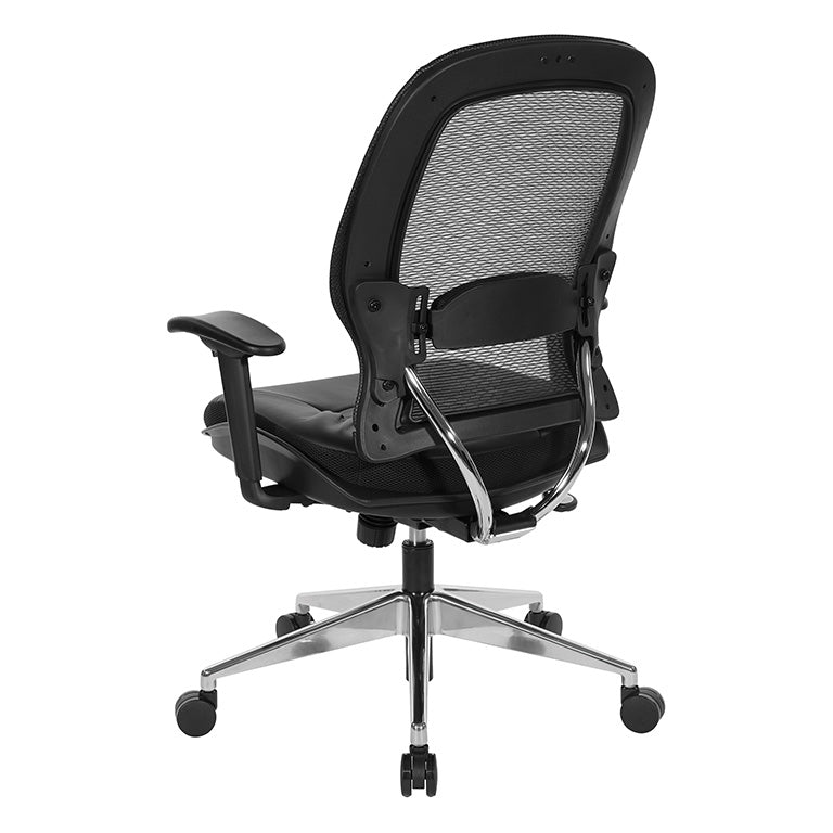 Professional Air Grid® Back Chair with Black Bonded Leather Seat and
Trim, Adjustable Arms, Adjustable Lumbar, and Angled Polished Aluminum Base