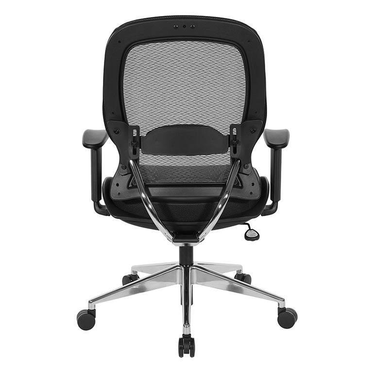 Professional Air Grid® Back Chair with Black Bonded Leather Seat and
Trim, Adjustable Arms, Adjustable Lumbar, and Angled Polished Aluminum Base