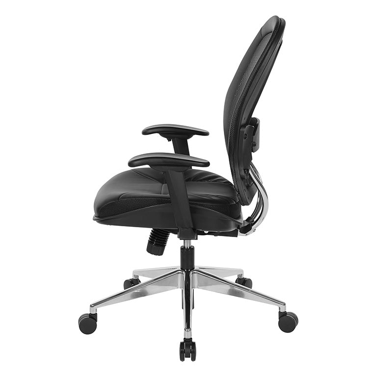 Professional Air Grid® Back Chair with Black Bonded Leather Seat and
Trim, Adjustable Arms, Adjustable Lumbar, and Angled Polished Aluminum Base