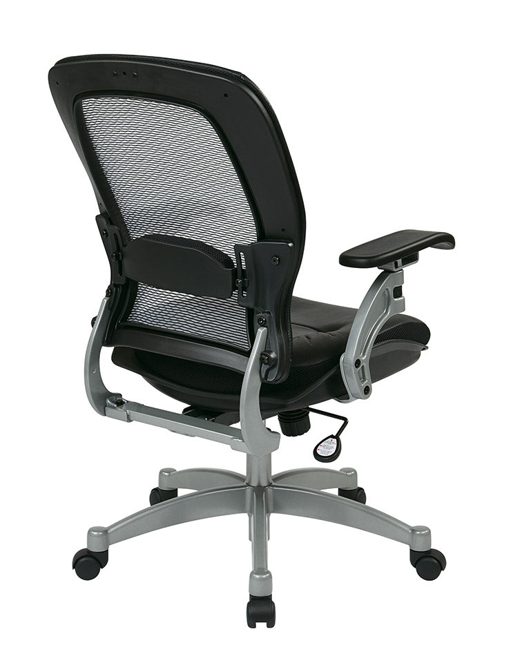 Light Air Grid® Manager’s Chair with Black Top Grain Leather Seat, Adjustable
Lumbar and Platinum Finish Base