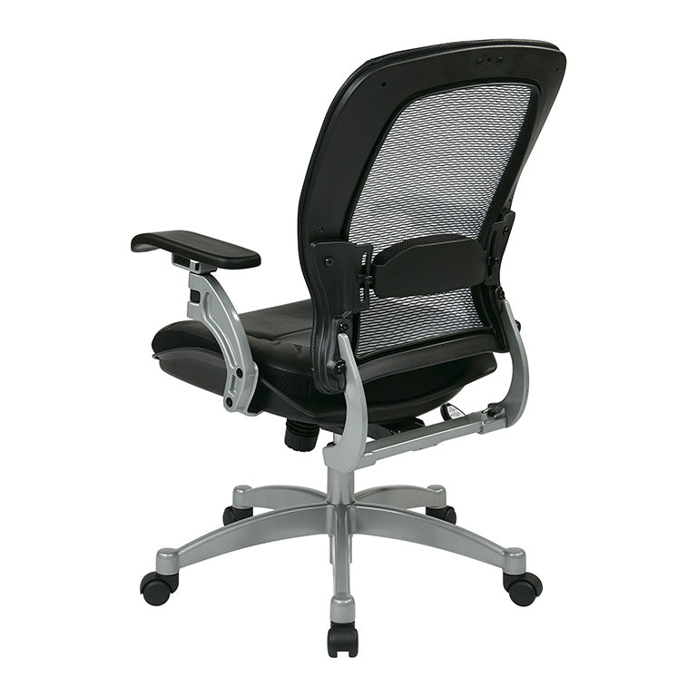 Light Air Grid® Manager’s Chair with Black Top Grain Leather Seat, Adjustable
Lumbar and Platinum Finish Base