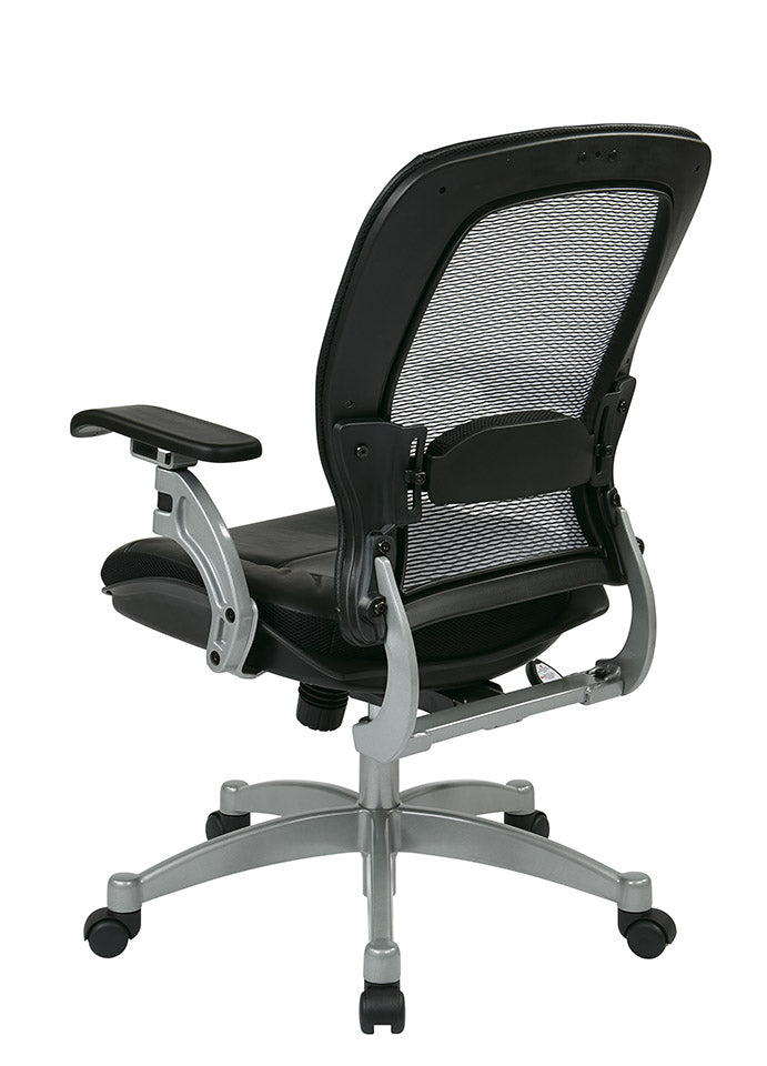 Light Air Grid® Manager’s Chair with Black Top Grain Leather Seat, Adjustable
Lumbar and Platinum Finish Base