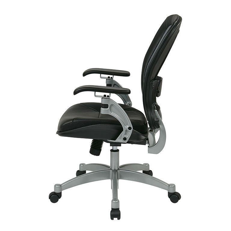 Light Air Grid® Manager’s Chair with Black Top Grain Leather Seat, Adjustable
Lumbar and Platinum Finish Base