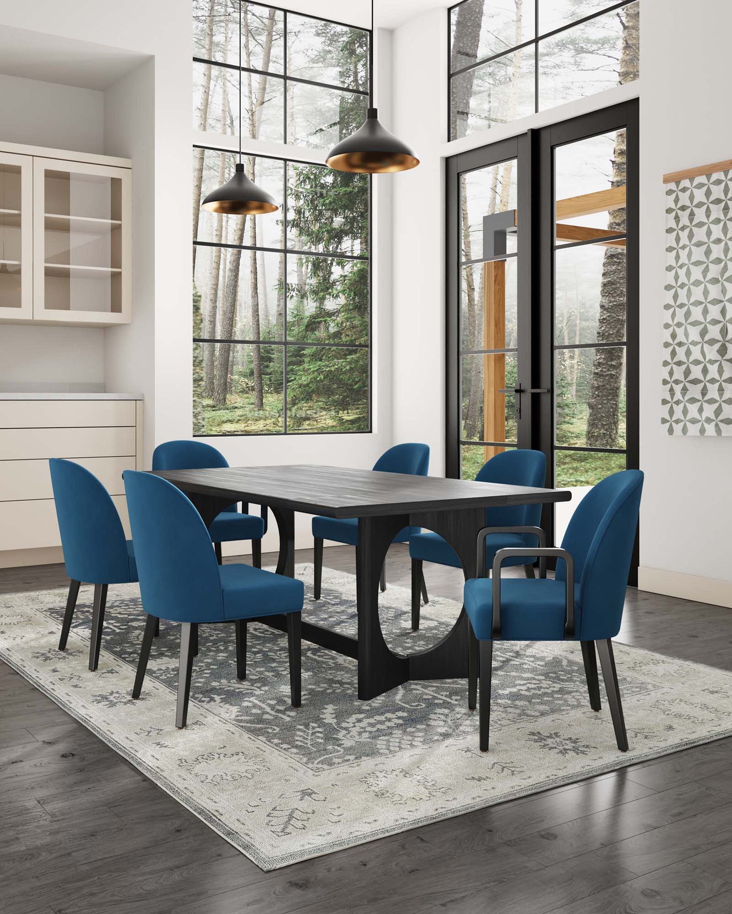 Manhattan Comfort 6-Piece Hillman Dining Chair and Arm Chair