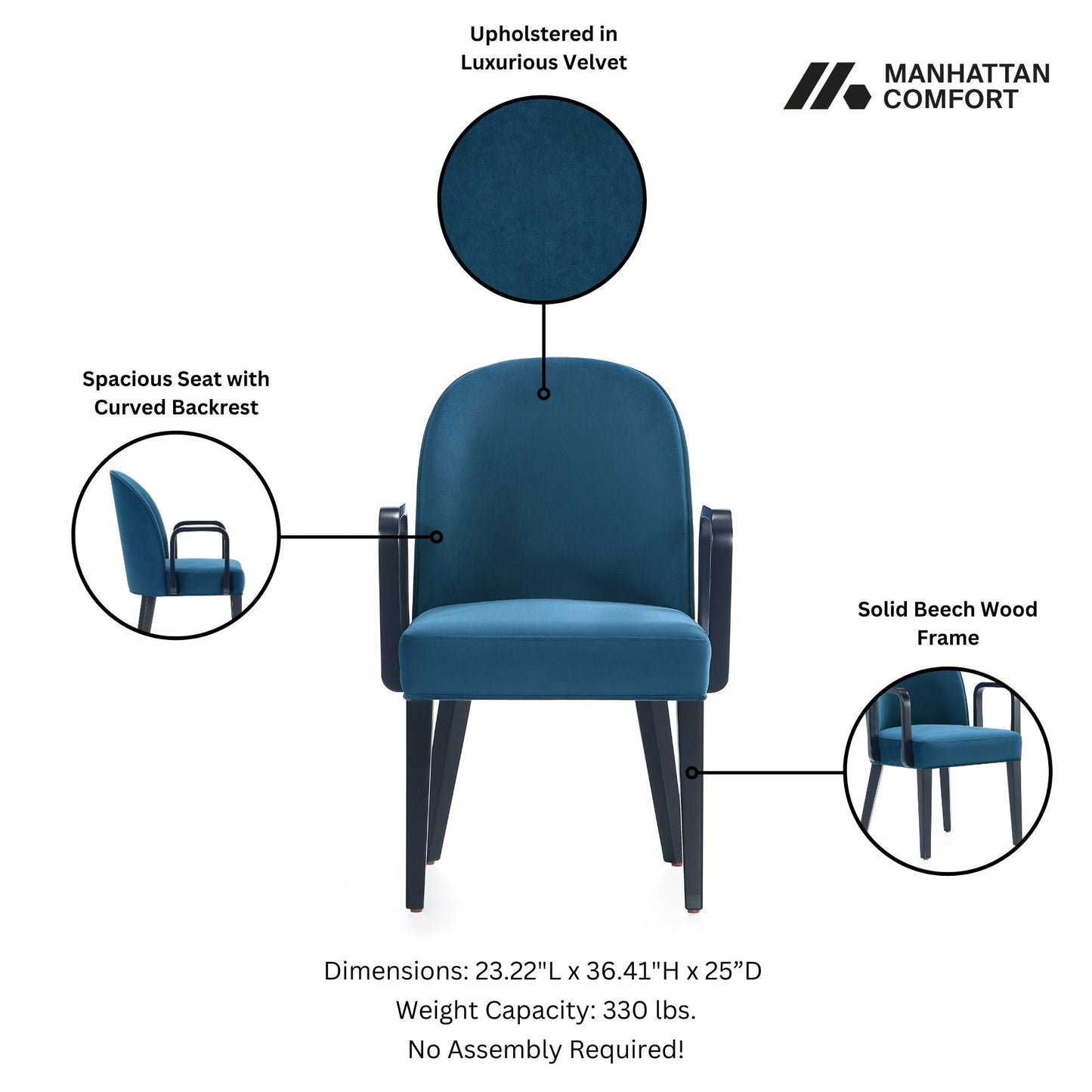 Manhattan Comfort 6-Piece Hillman Dining Chair and Arm Chair