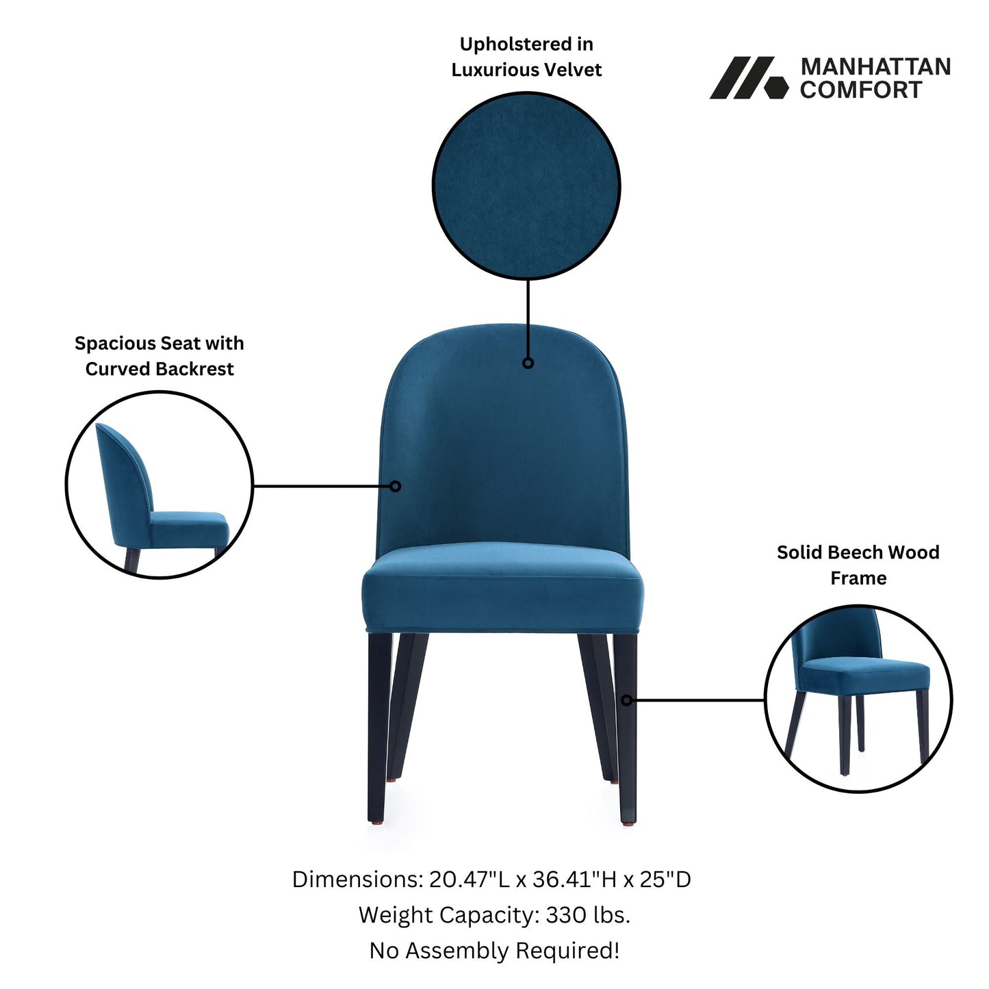 Manhattan Comfort 6-Piece Hillman Dining Chair and Arm Chair