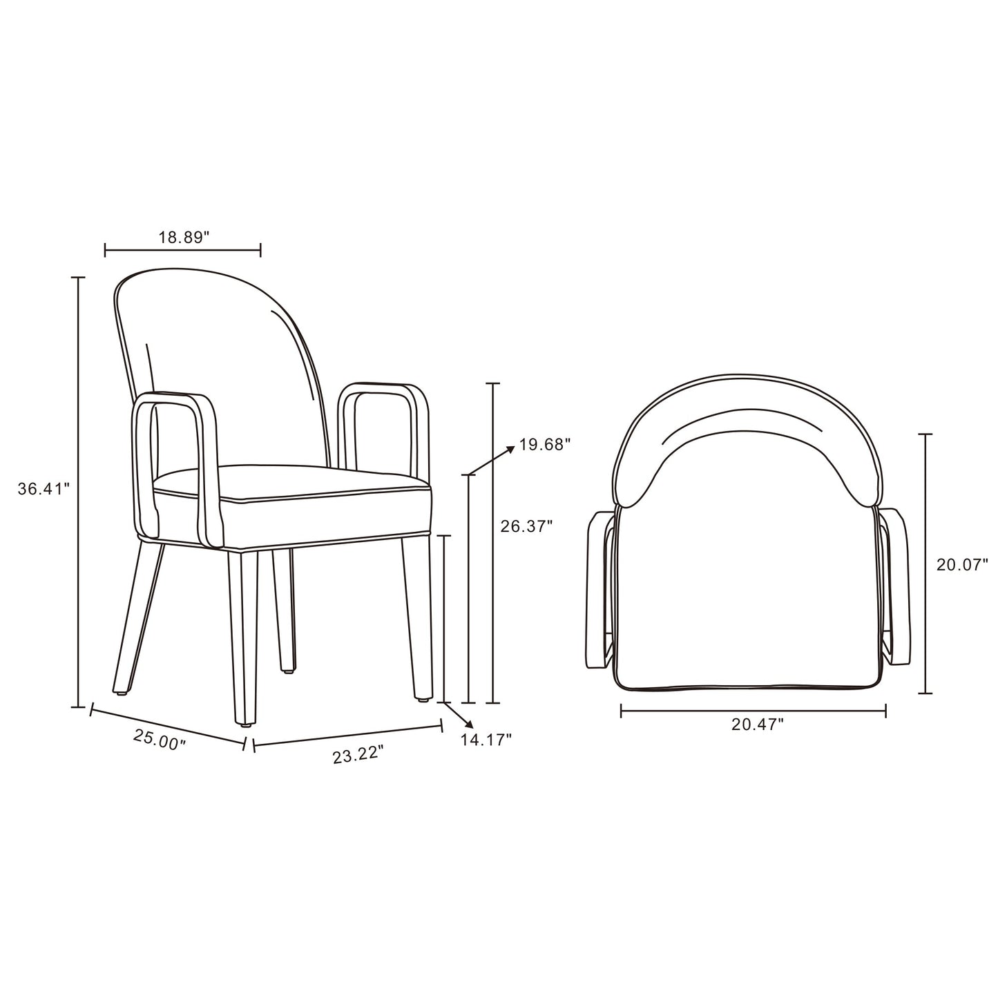 Manhattan Comfort 6-Piece Hillman Dining Chair and Arm Chair