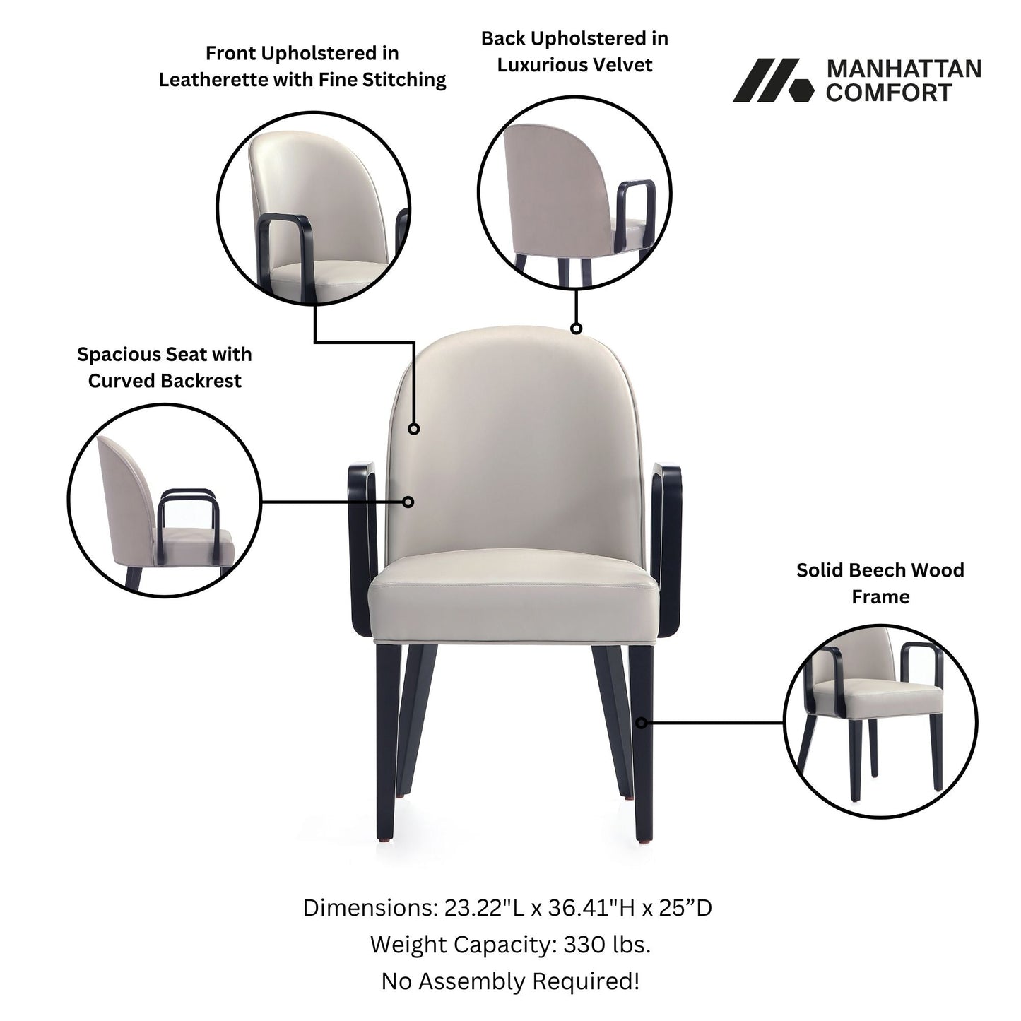 Manhattan Comfort 6-Piece Hillman Dining Chair and Arm Chair