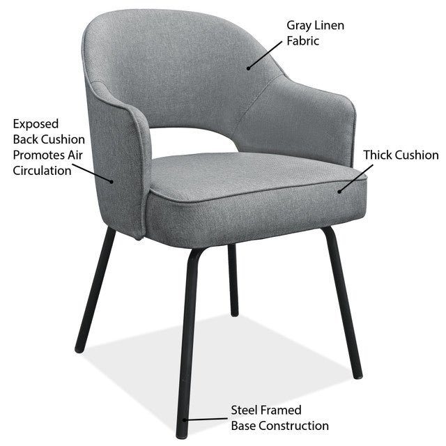 OfficeSource Kinsley Collection Modern Guest Chair with Black Metal Legs