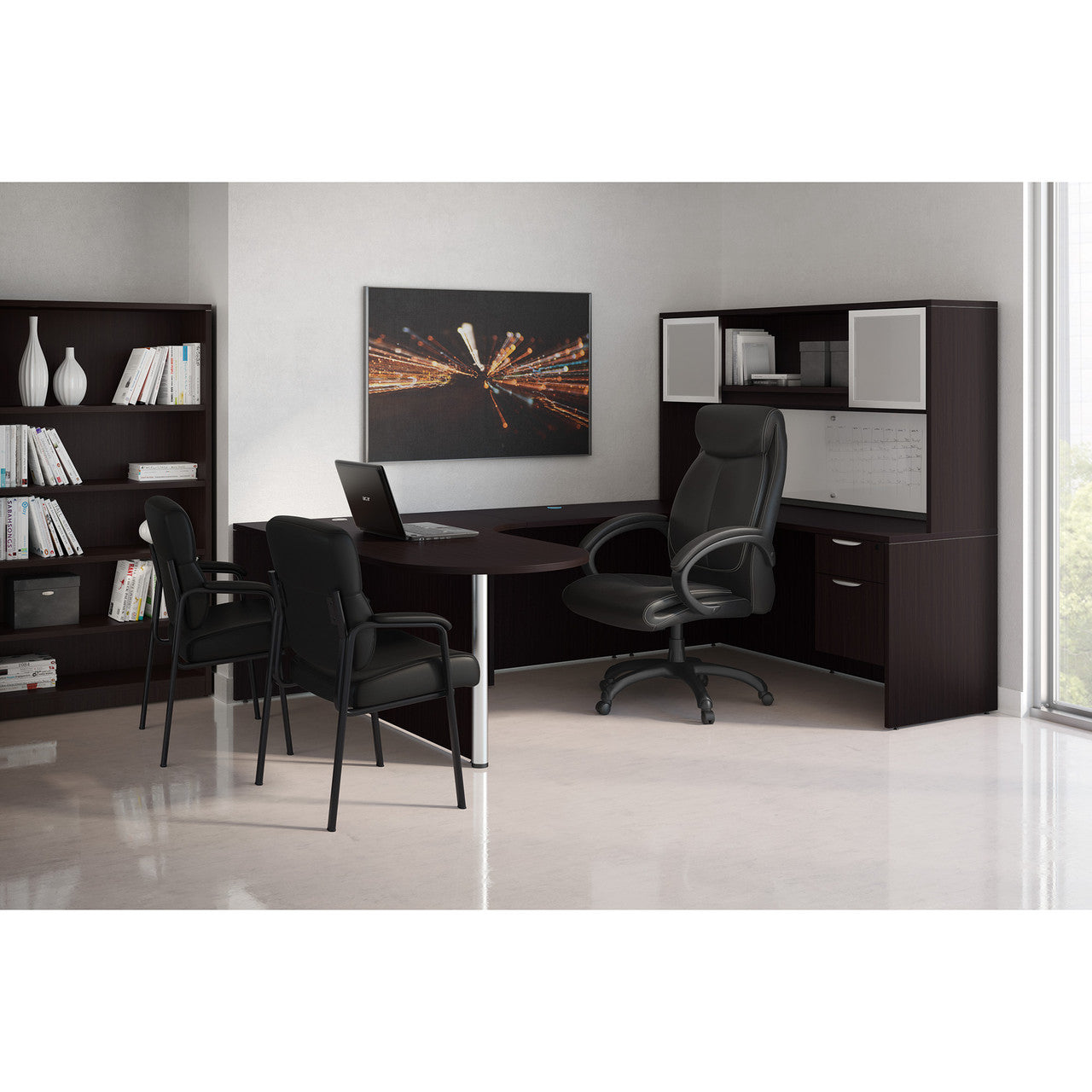OfficeSource Ebony Collection Guest Chair With Black Frame