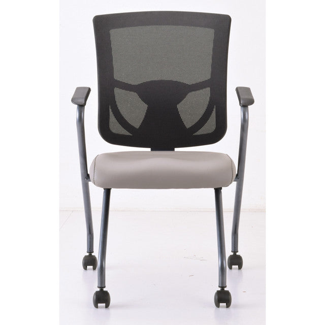 OfficeSource | CoolMesh Pro Collection | Mesh Back Nesting Chair with Antimicrobial Upholstered Seat and Titanium Frame