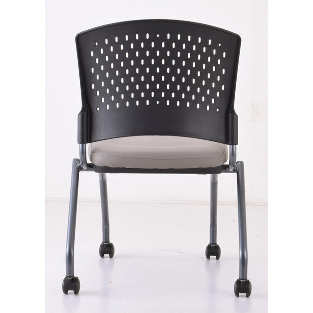 OfficeSource | Perch | Armless Nesting Chair with Casters, Titanium Frame