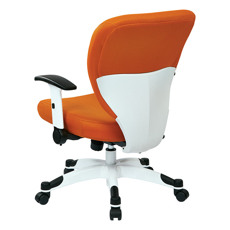 White Frame Finish Manager’s Chair with Silver Ion Technology* Seat and
Back, Height Adjustable Flip Arms and Coated Nylon Base