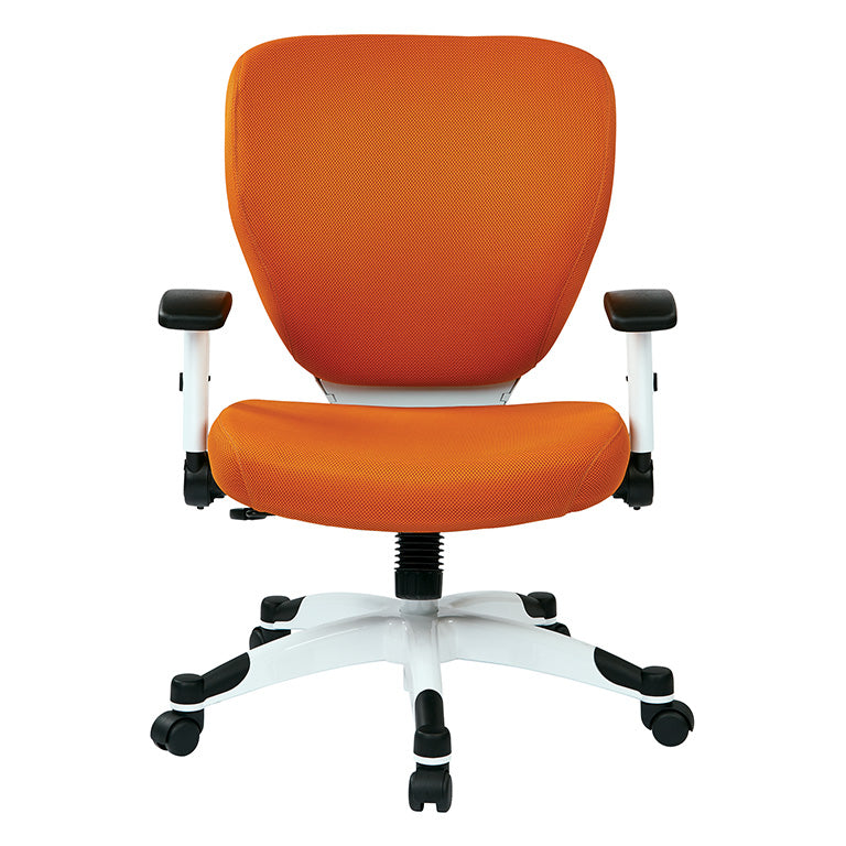 White Frame Finish Manager’s Chair with Silver Ion Technology* Seat and
Back, Height Adjustable Flip Arms and Coated Nylon Base