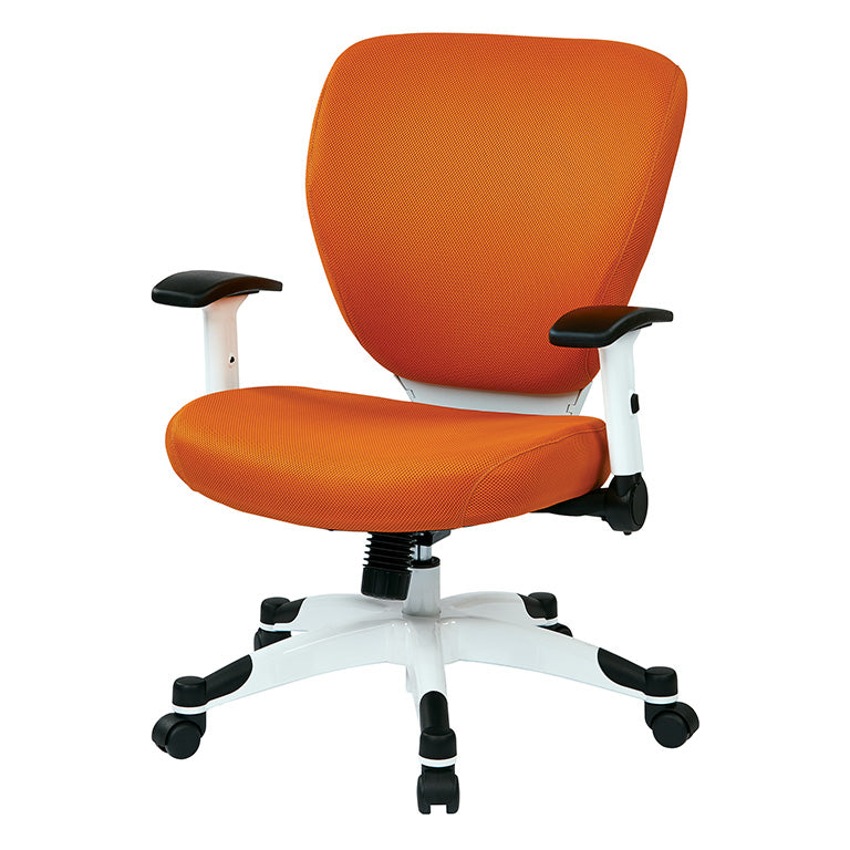 White Frame Finish Manager’s Chair with Silver Ion Technology* Seat and
Back, Height Adjustable Flip Arms and Coated Nylon Base