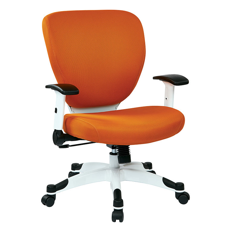 White Frame Finish Manager’s Chair with Silver Ion Technology* Seat and
Back, Height Adjustable Flip Arms and Coated Nylon Base