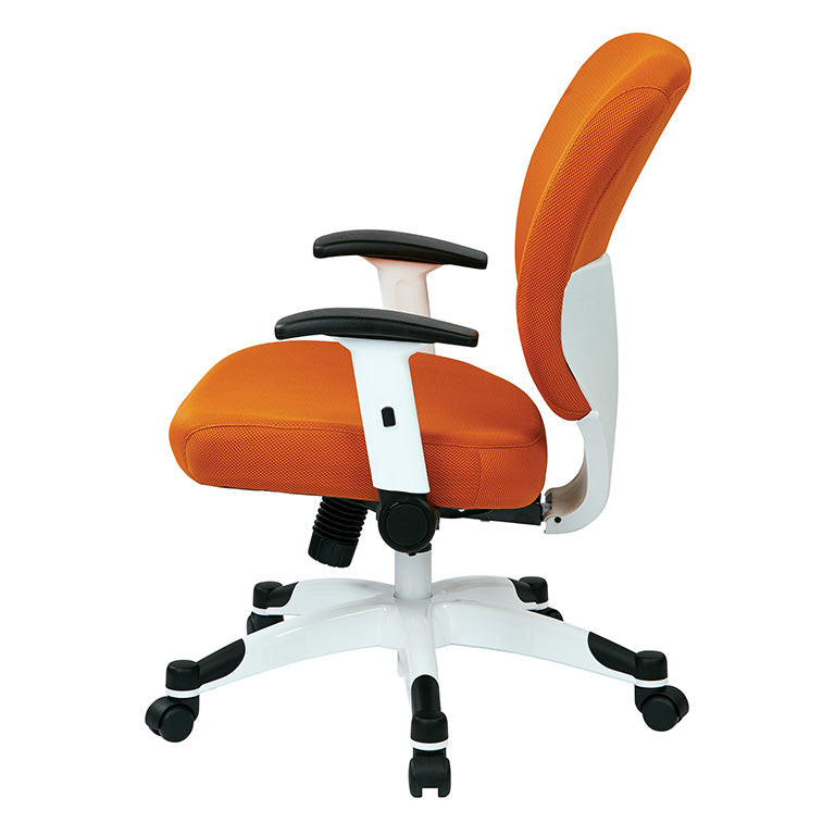White Frame Finish Manager’s Chair with Silver Ion Technology* Seat and
Back, Height Adjustable Flip Arms and Coated Nylon Base