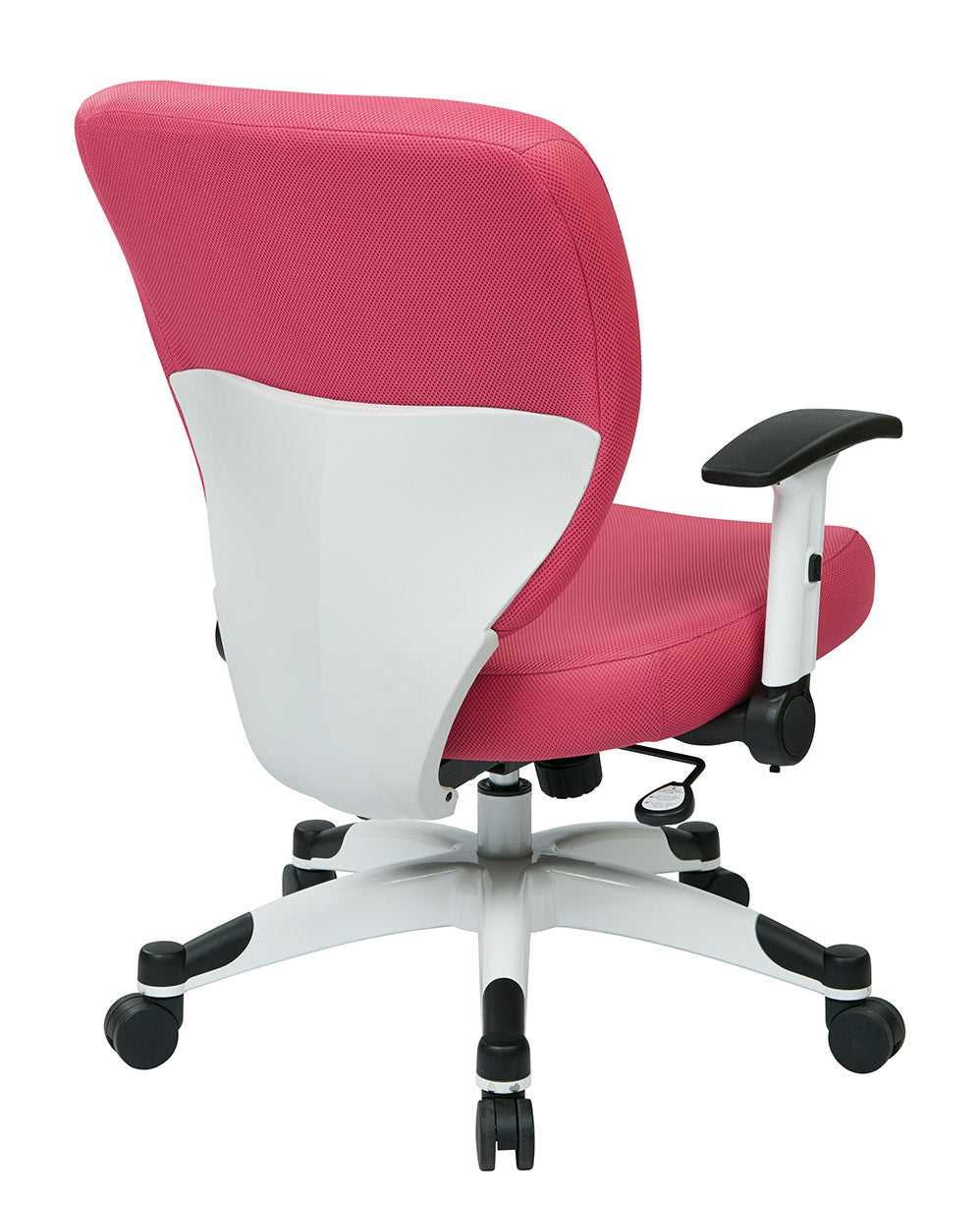 White Frame Finish Manager’s Chair with Padded Mesh Seat and Back, Height
Adjustable Flip Arms and Coated Nylon Base