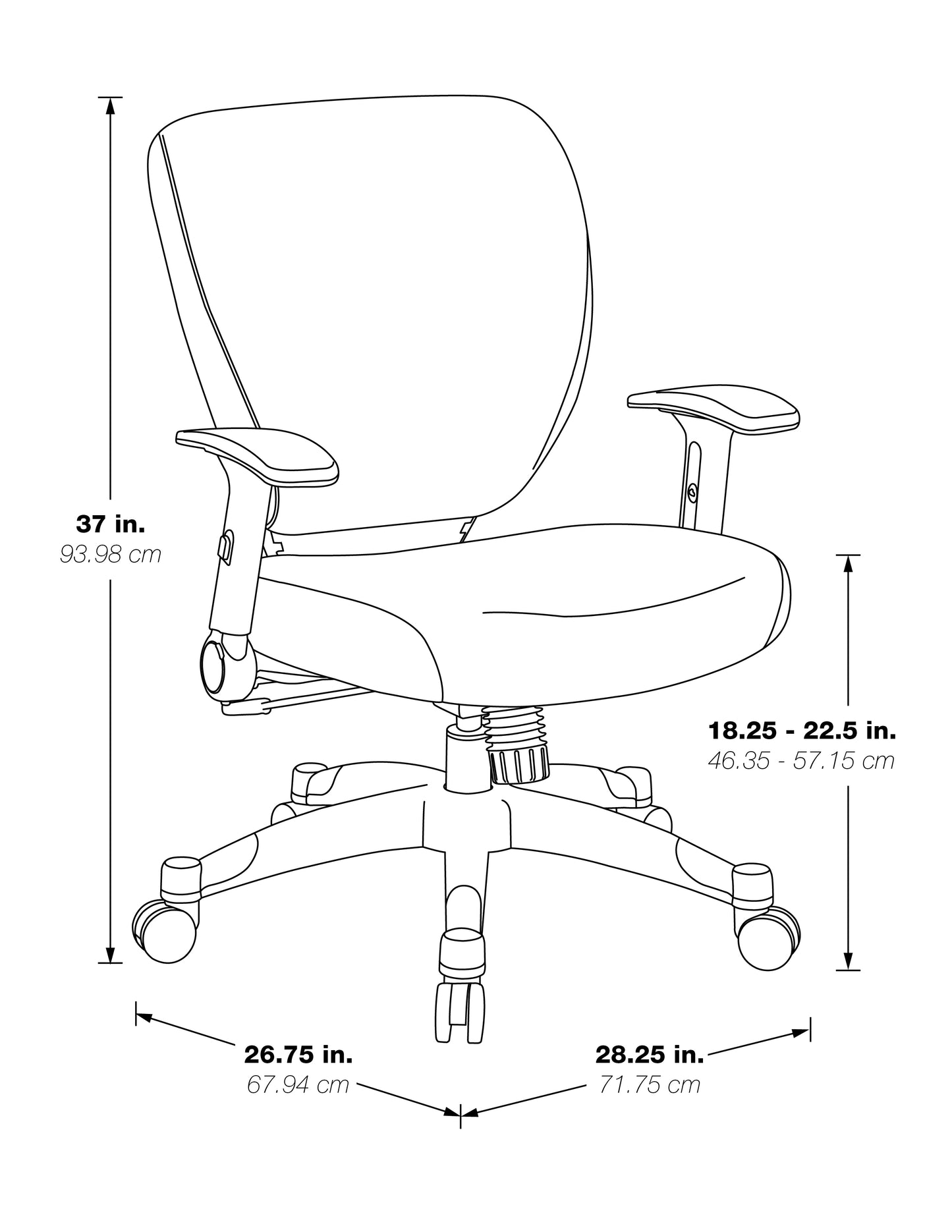 White Frame Finish Manager’s Chair with Padded Mesh Seat and Back, Height
Adjustable Flip Arms and Coated Nylon Base