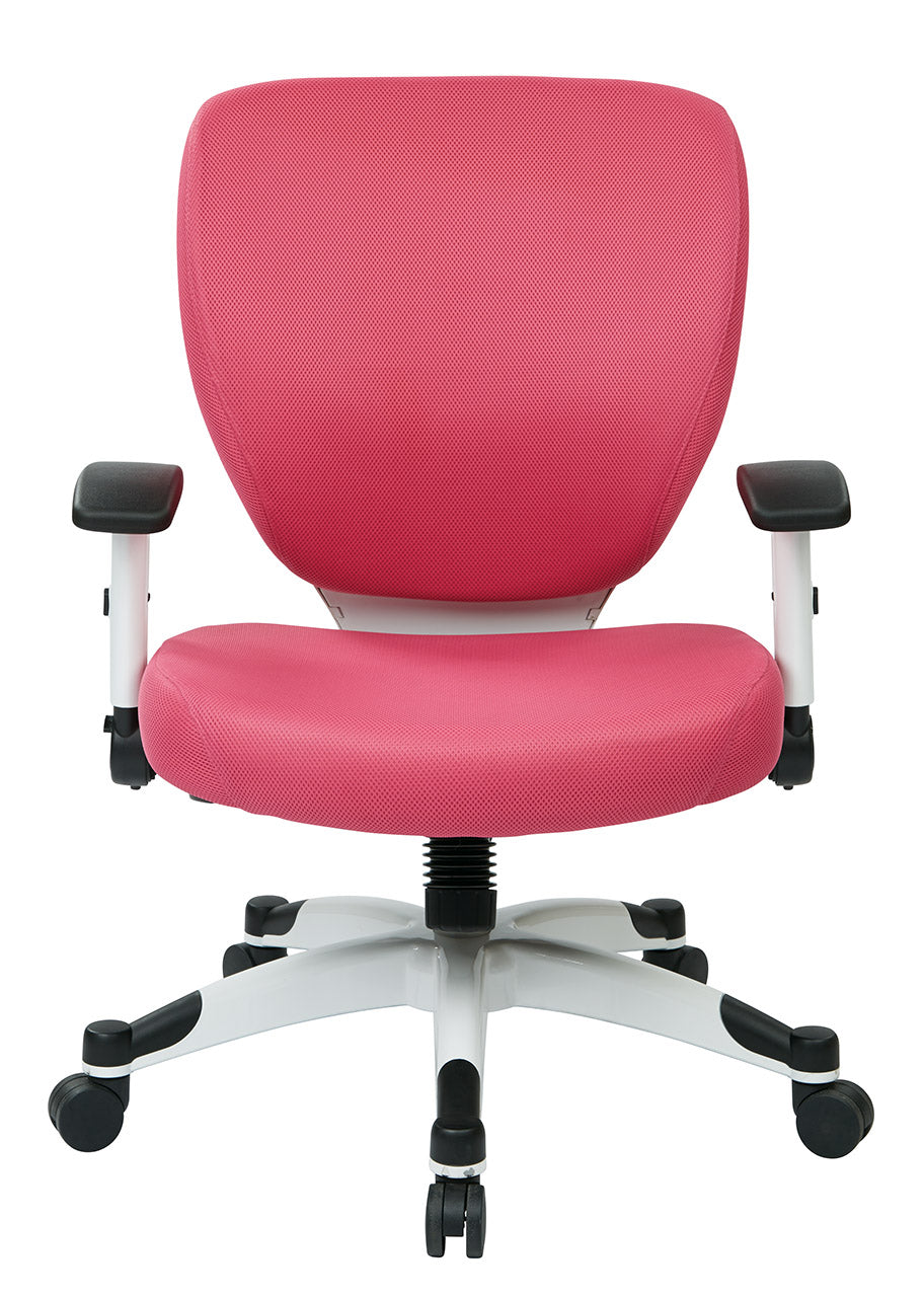 White Frame Finish Manager’s Chair with Padded Mesh Seat and Back, Height
Adjustable Flip Arms and Coated Nylon Base