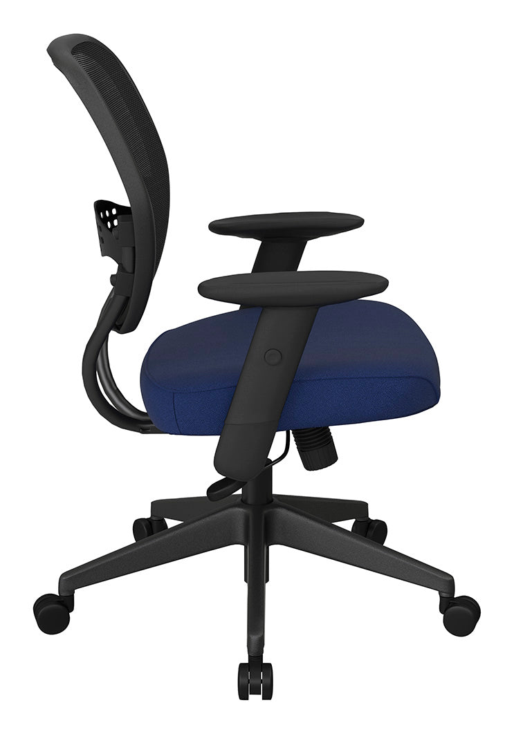 Professional Air Grid® Back Manager’s Chair with Custom Fabric Seat,
Adjustable Arms and Angled Nylon Base