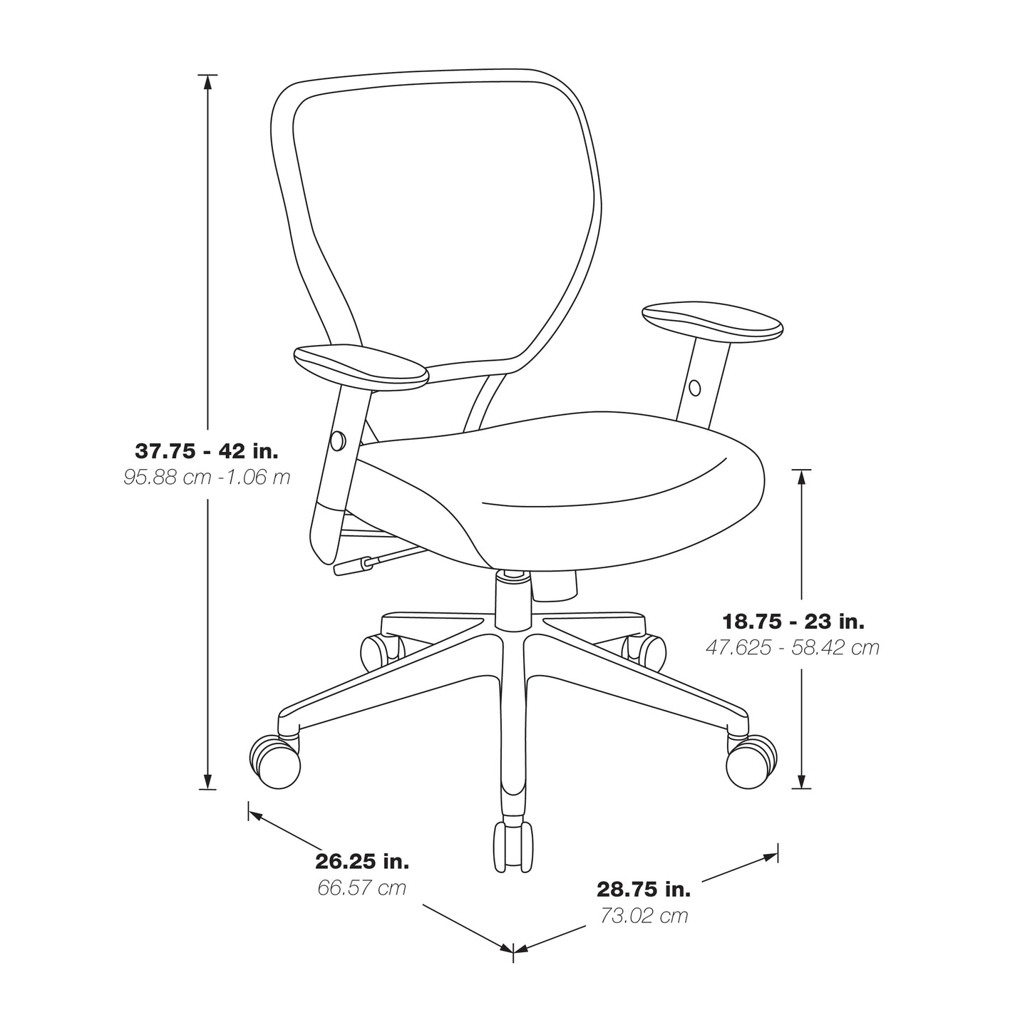 Silver Ion Technology* Dillon Seat and Back Task Chair with Adjustable Angled
Arms and Angled Nylon Base