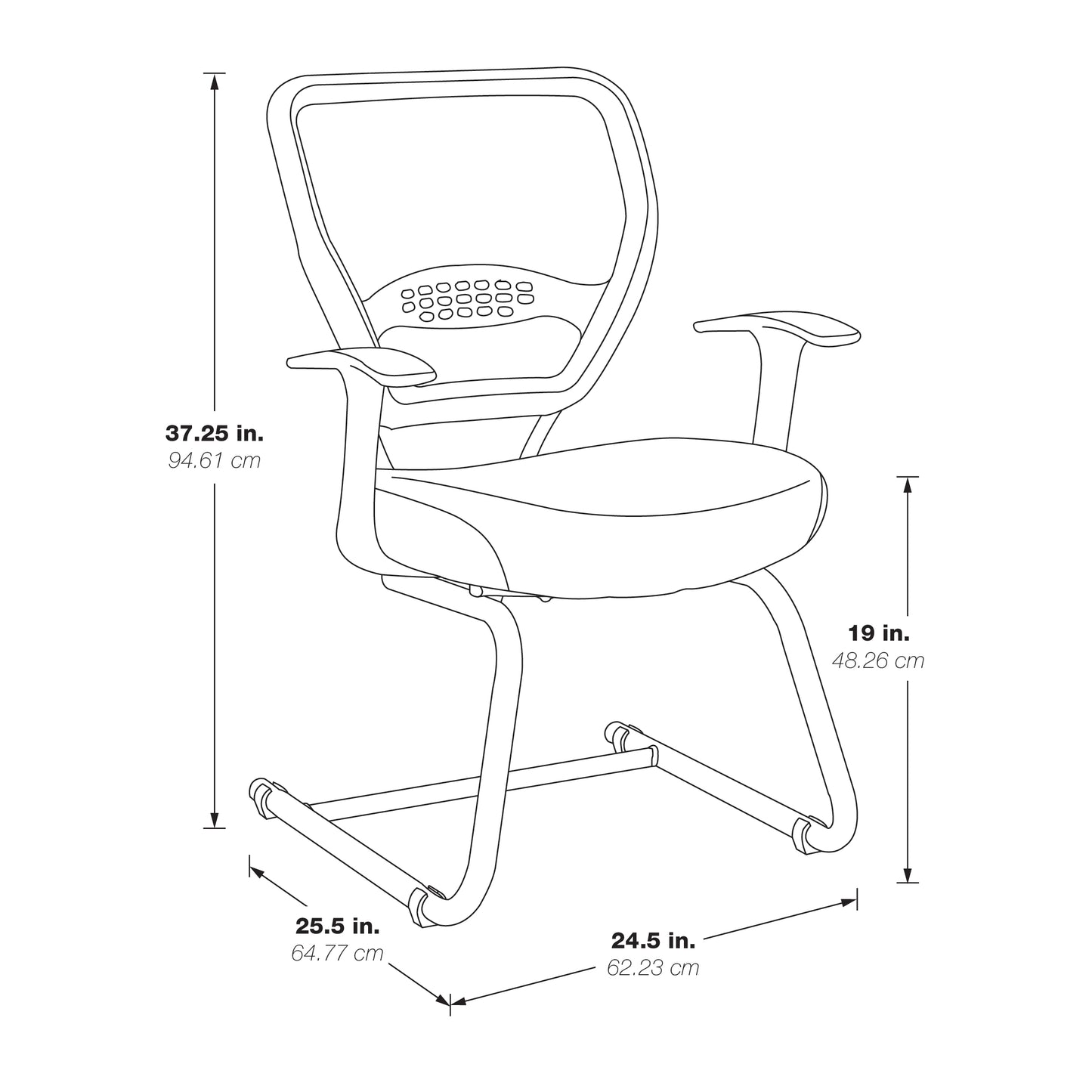 Professional Air Grid® Back Visitor’s Chair with Black Mesh Seat, Fixed Arms and
Sled Base