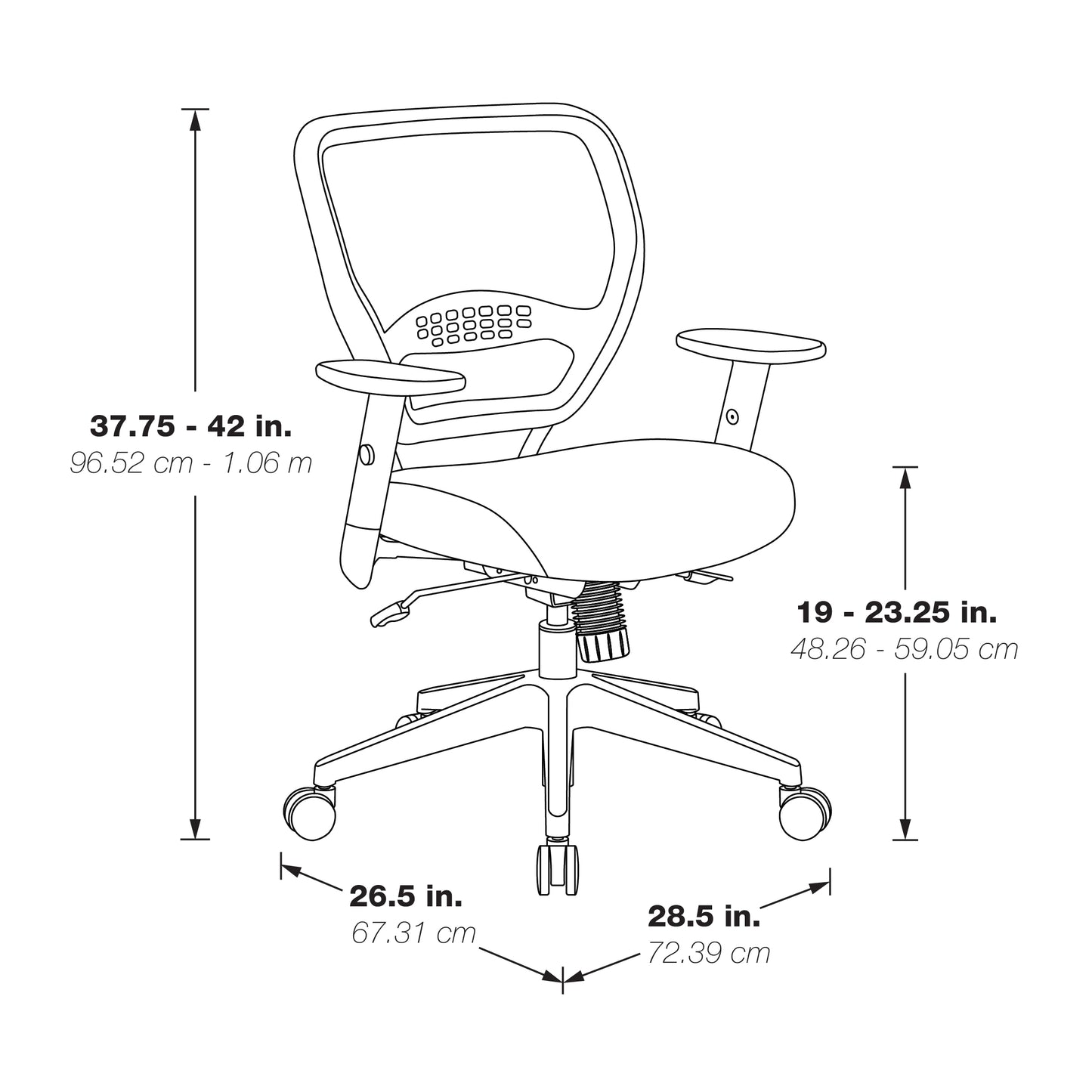 Dark Air Grid® Back Task Chair with Memory Foam Black Mesh Seat,
Adjustable Angled Arms and Angled Nylon Base. 24/7 High Intensity Use Chair.