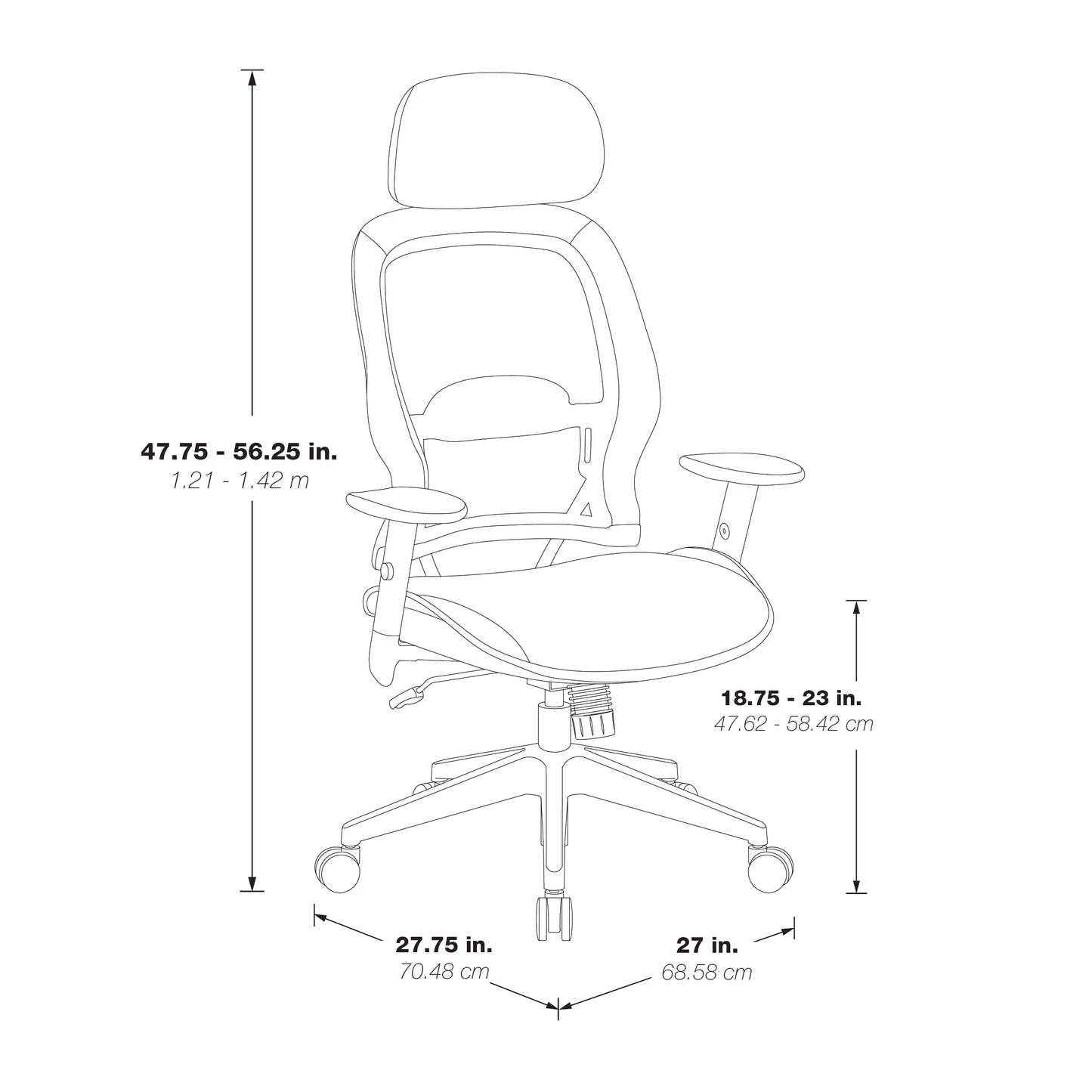Air Grid® Back and Mesh Seat Manager’s Chair with Adjustable Headrest, Adjustable
Angled Arms, Adjustable Lumbar and Angled Nylon Base