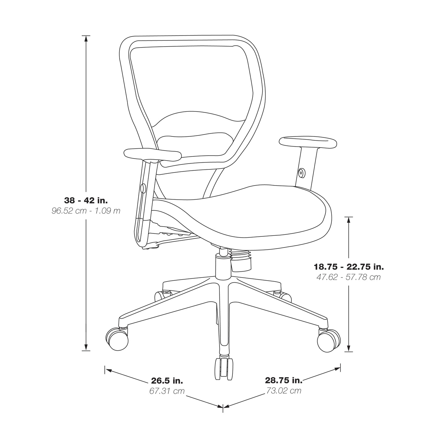 Air Grid® Seat and Back Manager’s Chair with Adjustable Angled Arms and Angled
Nylon Base