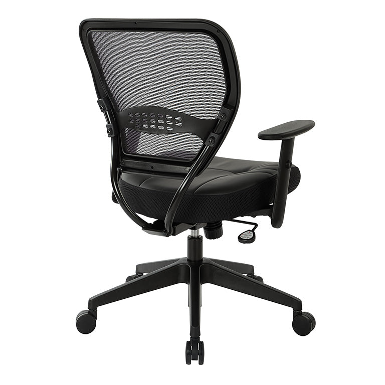 Air Grid® Back and Black Bonded Leather Seat Manager’s Chair with Adjustable
Angled Arms and Angled Nylon Base