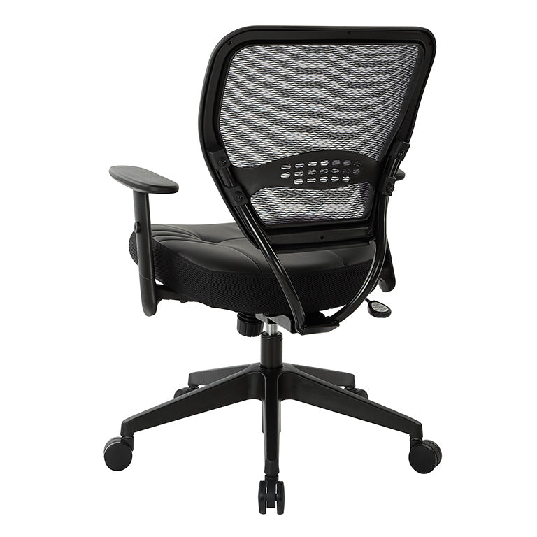Air Grid® Back and Black Bonded Leather Seat Manager’s Chair with Adjustable
Angled Arms and Angled Nylon Base