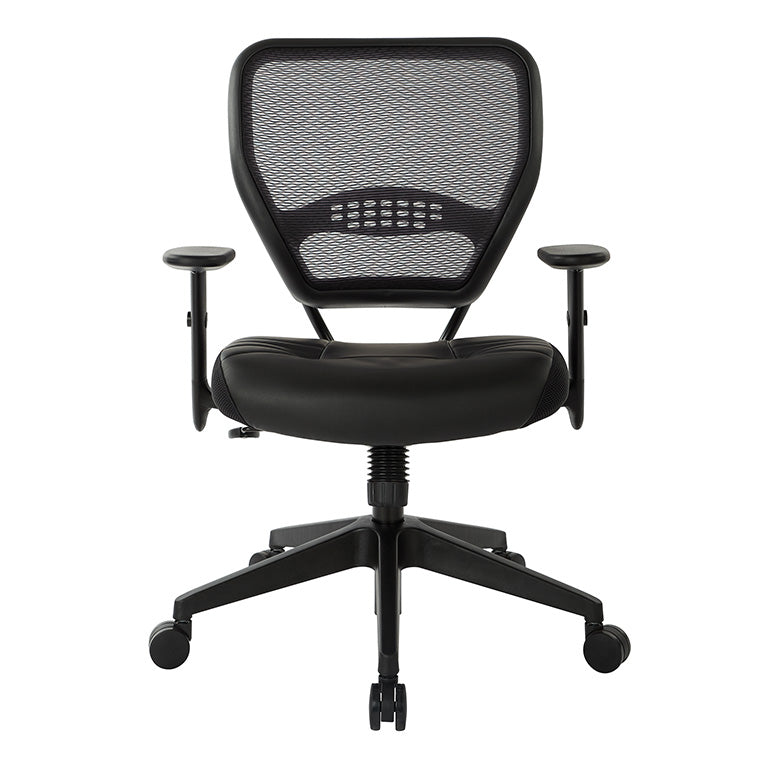 Air Grid® Back and Black Bonded Leather Seat Manager’s Chair with Adjustable
Angled Arms and Angled Nylon Base