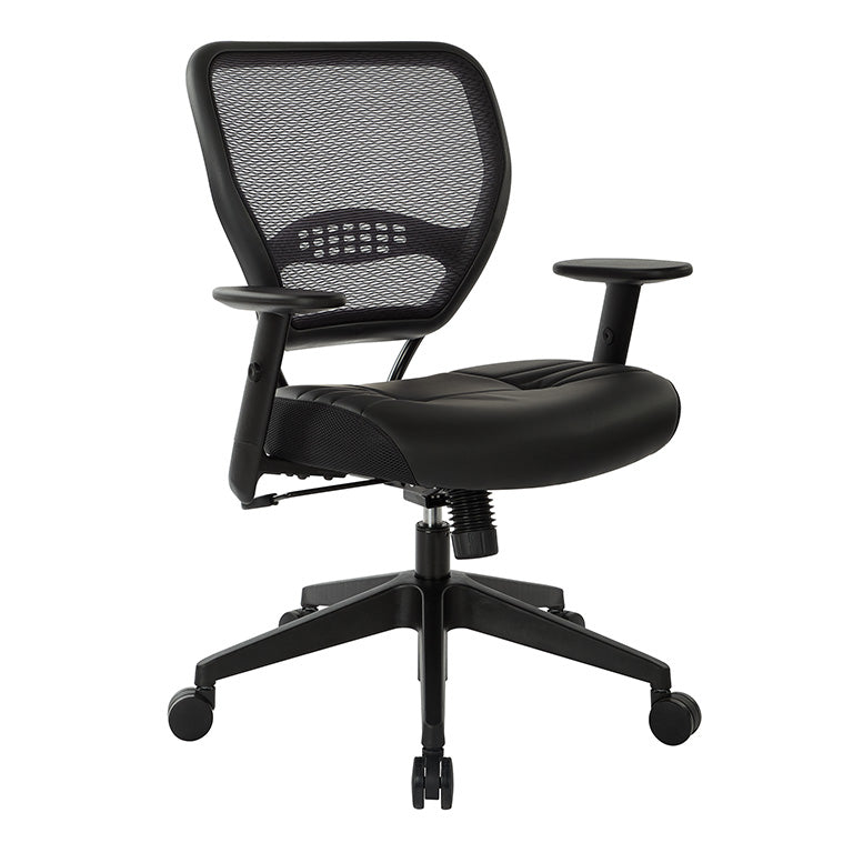Air Grid® Back and Black Bonded Leather Seat Manager’s Chair with Adjustable
Angled Arms and Angled Nylon Base