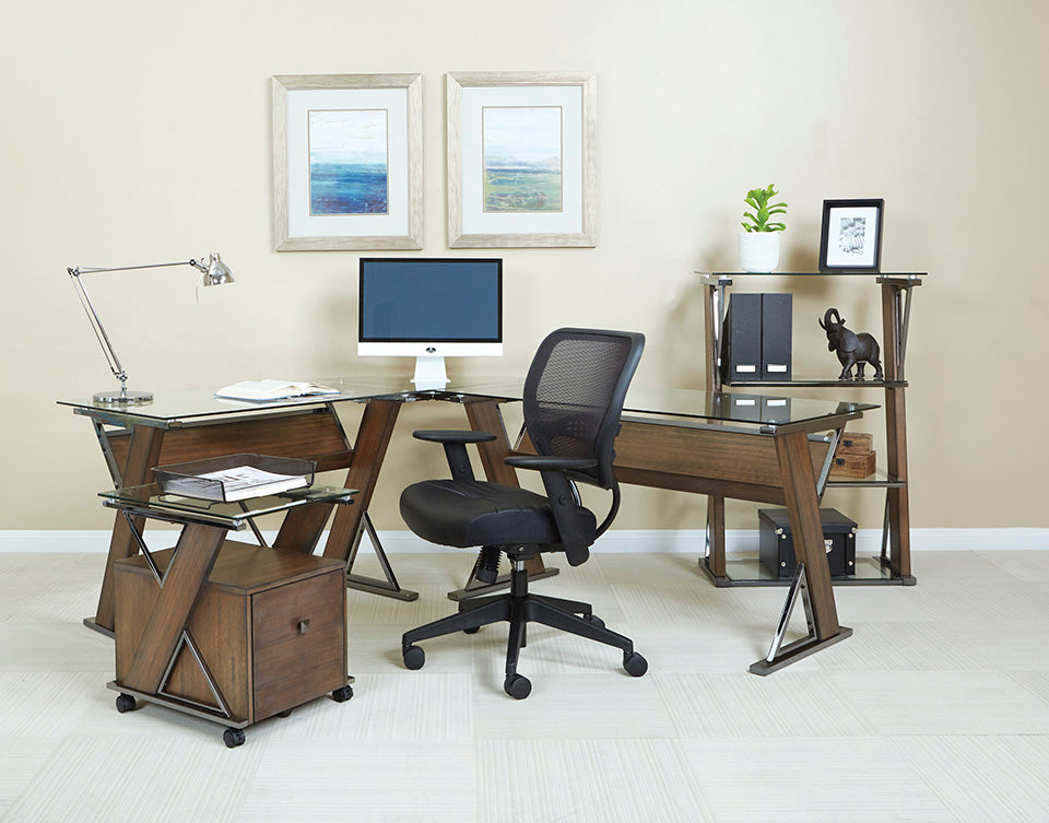 Air Grid® Back and Black Bonded Leather Seat Manager’s Chair with Adjustable
Angled Arms and Angled Nylon Base
