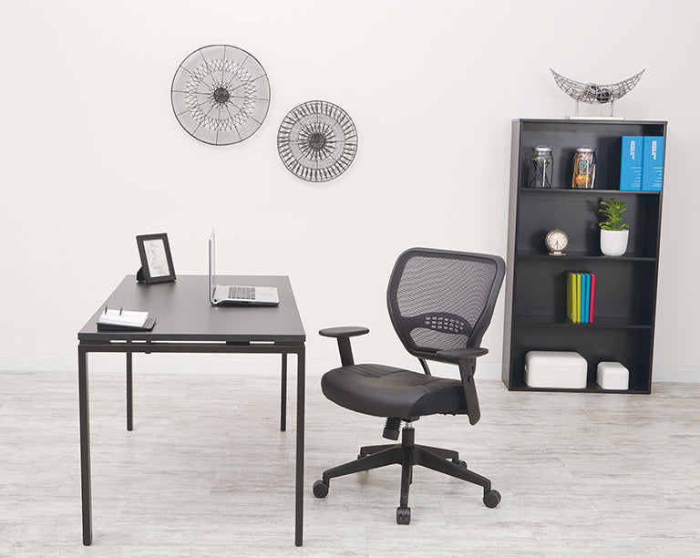 Air Grid® Back and Black Bonded Leather Seat Manager’s Chair with Adjustable
Angled Arms and Angled Nylon Base