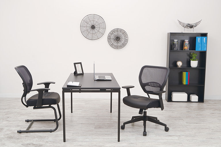 Air Grid® Back and Black Bonded Leather Seat Manager’s Chair with Adjustable
Angled Arms and Angled Nylon Base