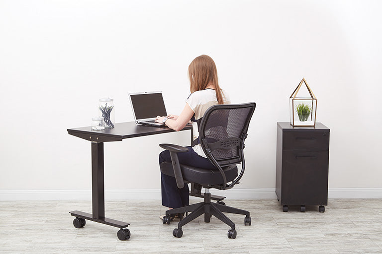 Air Grid® Back and Black Bonded Leather Seat Manager’s Chair with Adjustable
Angled Arms and Angled Nylon Base
