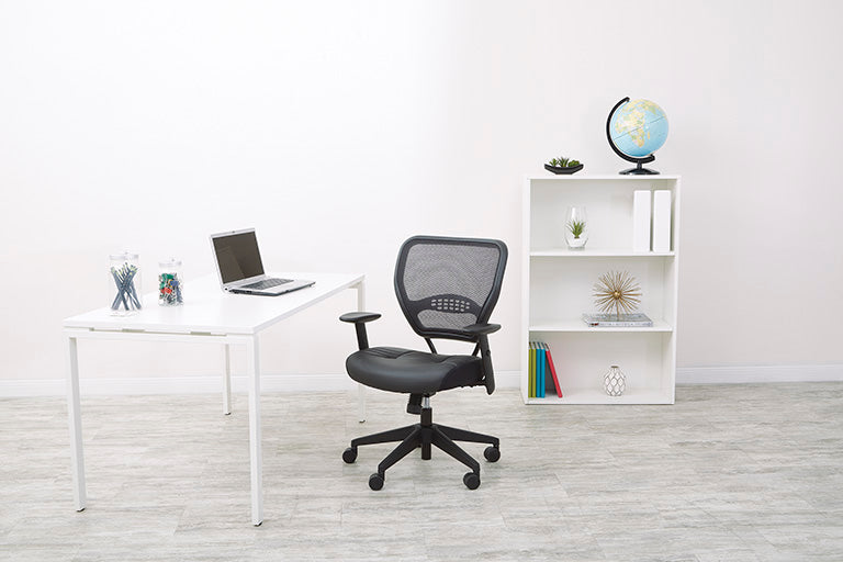 Air Grid® Back and Black Bonded Leather Seat Manager’s Chair with Adjustable
Angled Arms and Angled Nylon Base
